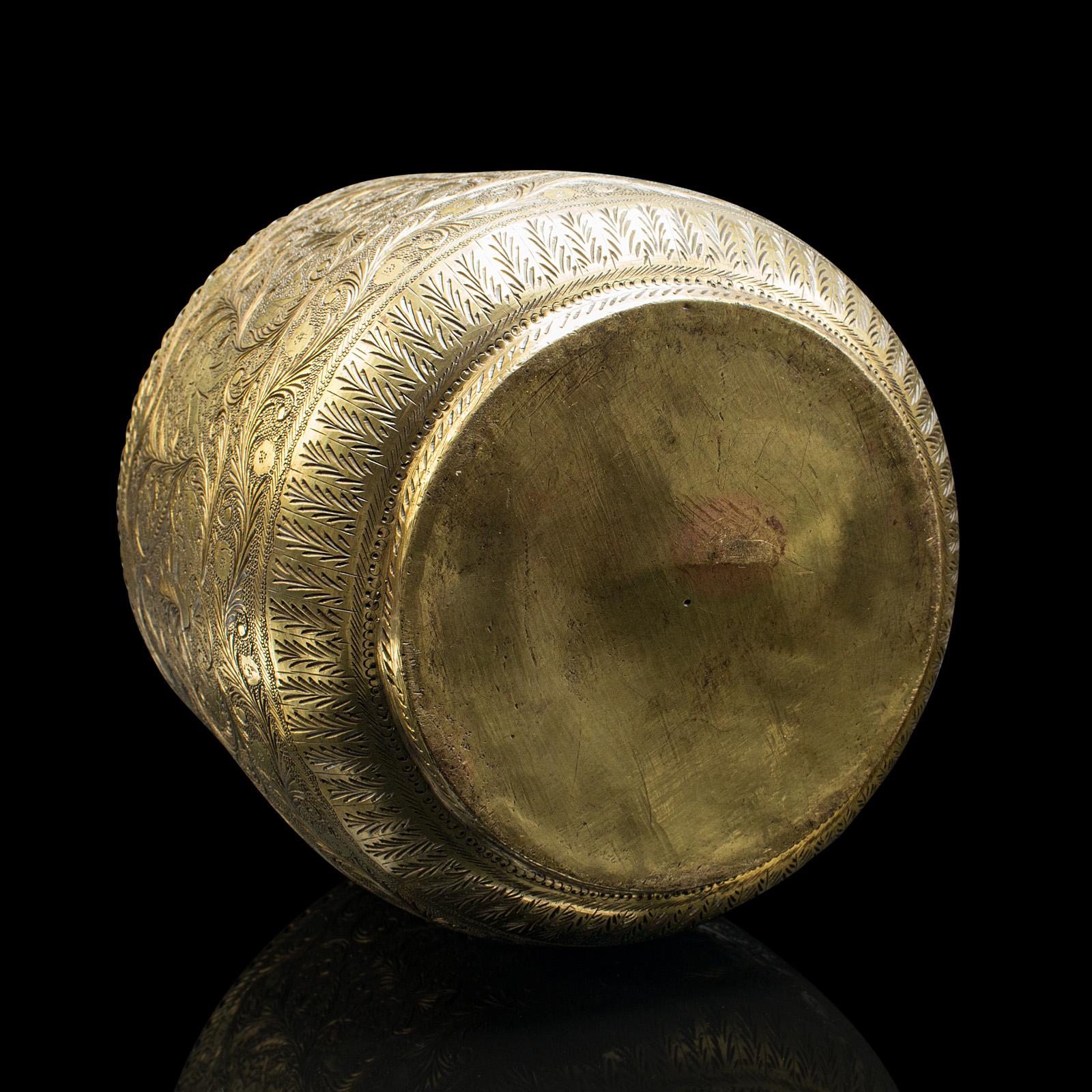 Antique Decorative Planter, Indian, Chased Brass Jardiniere Pot, Victorian, 1900 2