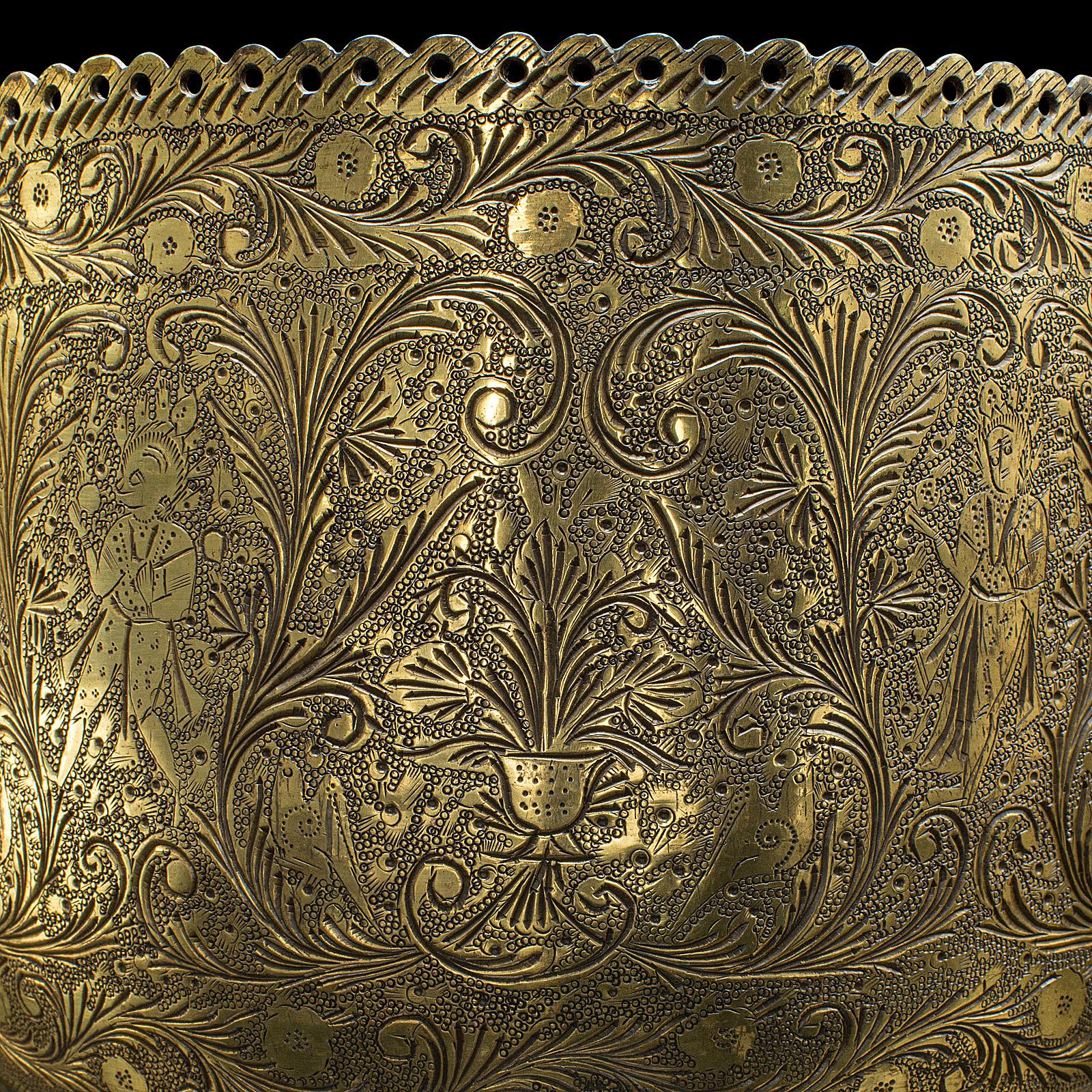 Antique Decorative Planter, Indian, Chased Brass Jardiniere Pot, Victorian, 1900 4