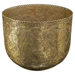 Antique Decorative Planter, Indian, Chased Brass Jardiniere Pot, Victorian, 1900