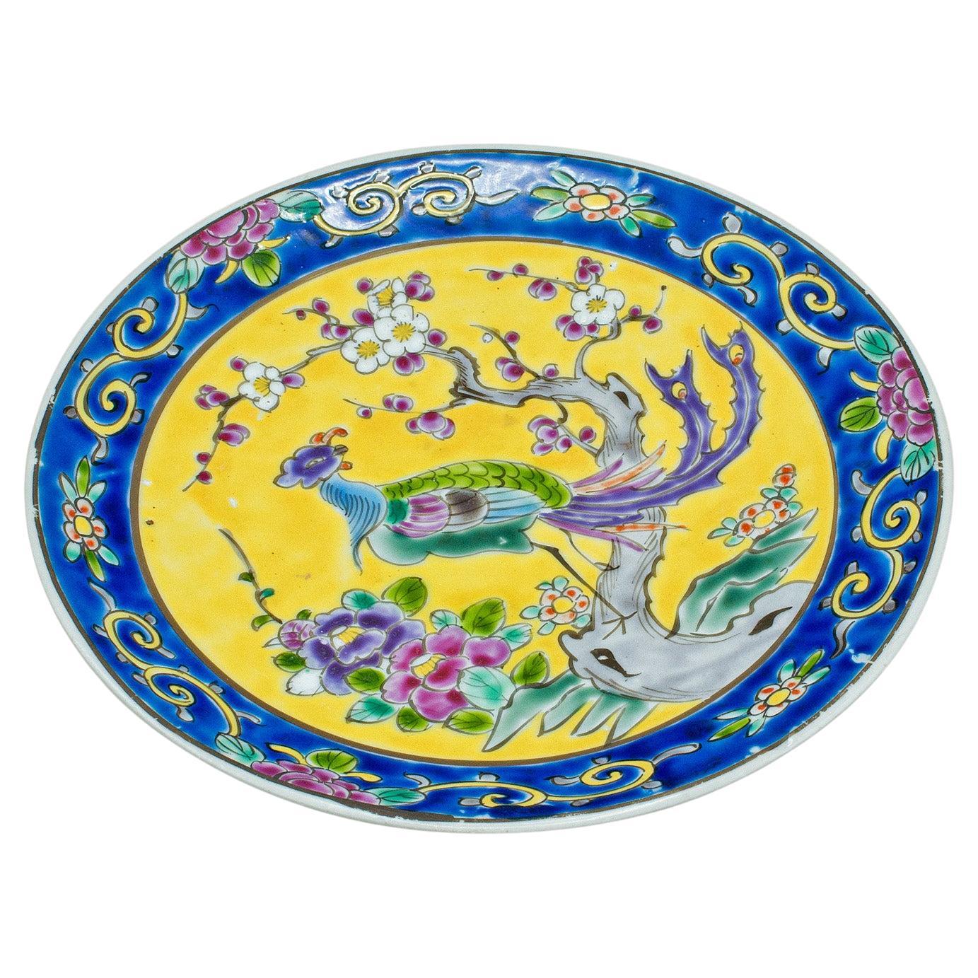 Assiette décorative ancienne chinoise, Assiette d'exposition, Famille Jaune, Victorienne, Qing