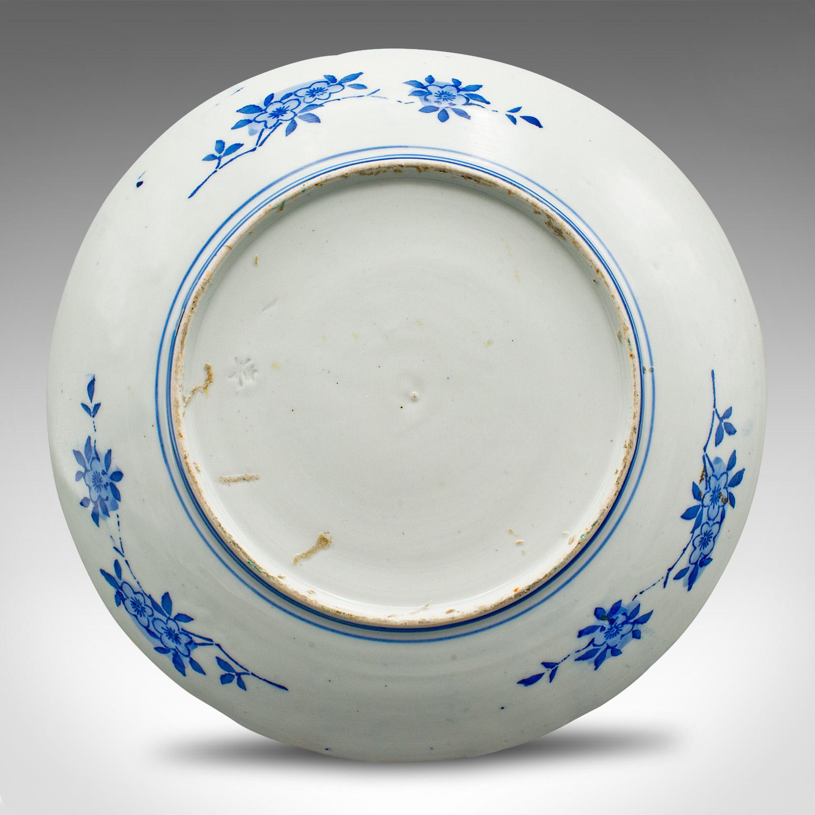 19th Century Antique Decorative Plate, Japanese, Ceramic, Serving Dish, Imari, Victorian For Sale