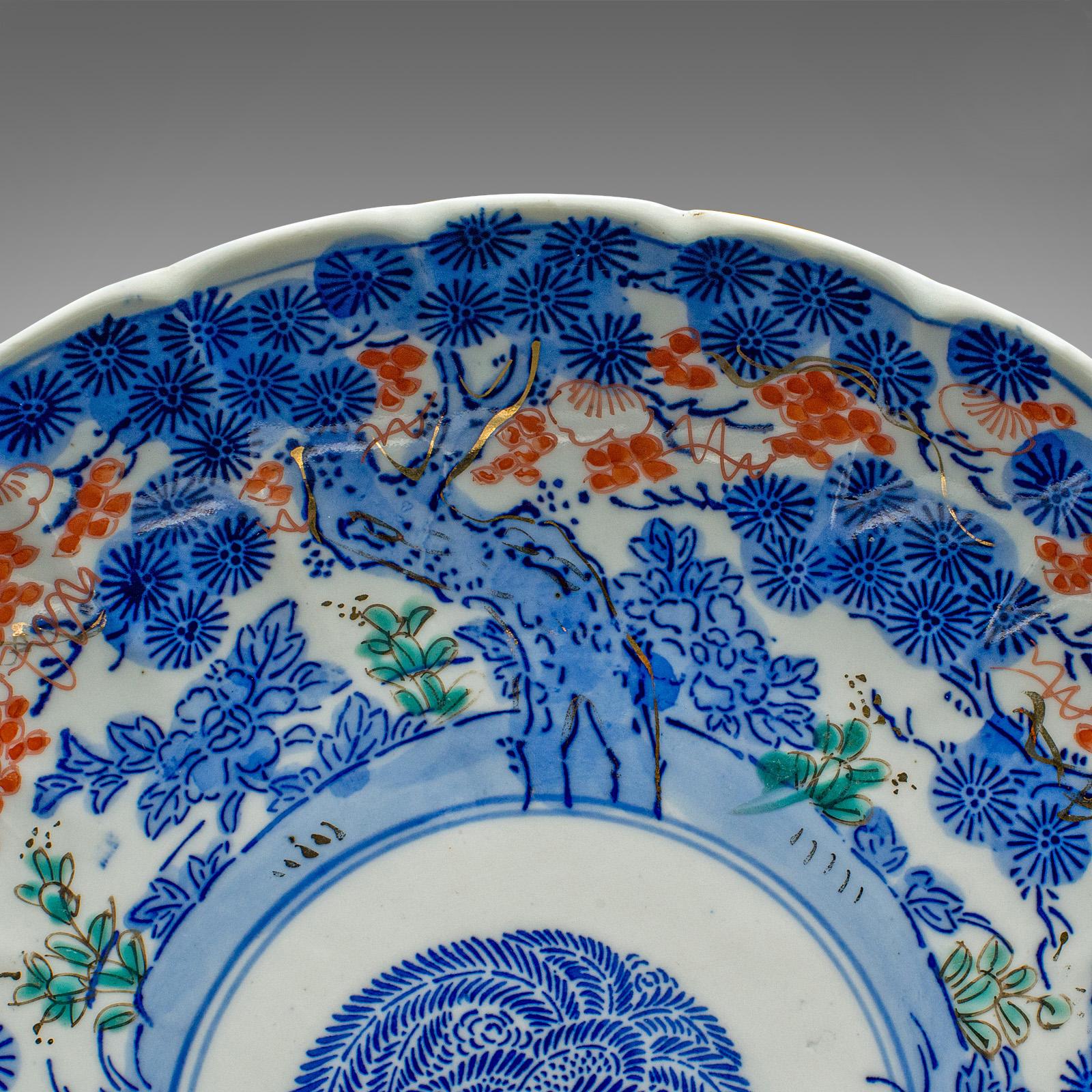 Assiette décorative japonaise ancienne, céramique, plat de service, Imari, victorienne en vente 2