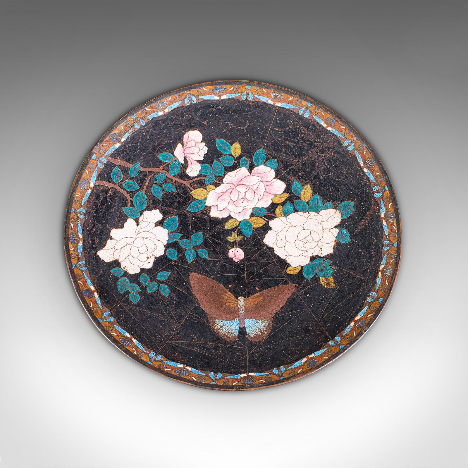 Other Antique Decorative Plate, Japanese, Cloisonne, Fruit, Serving Dish, Victorian For Sale