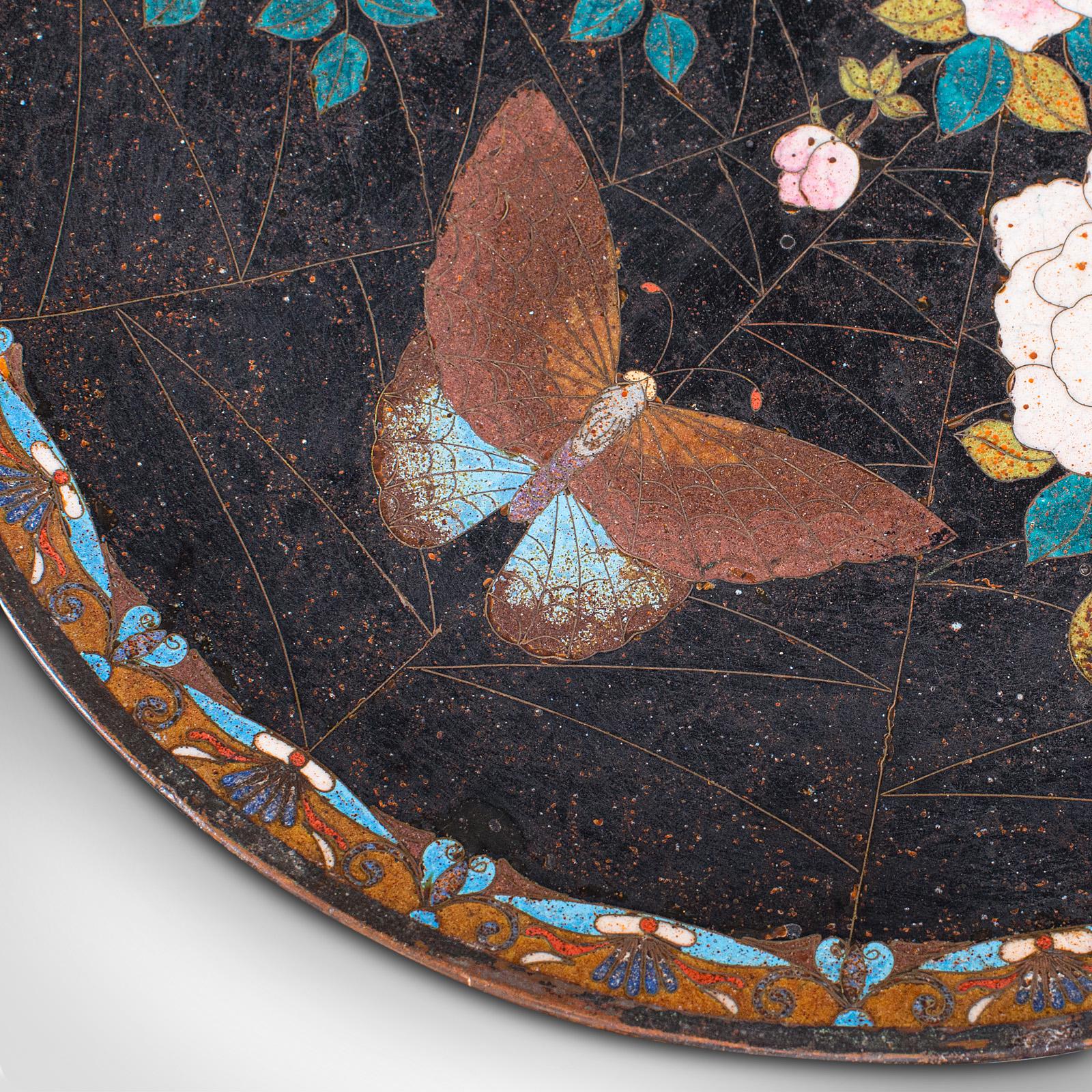 Antique Decorative Plate, Japanese, Cloisonne, Fruit, Serving Dish, Victorian For Sale 2