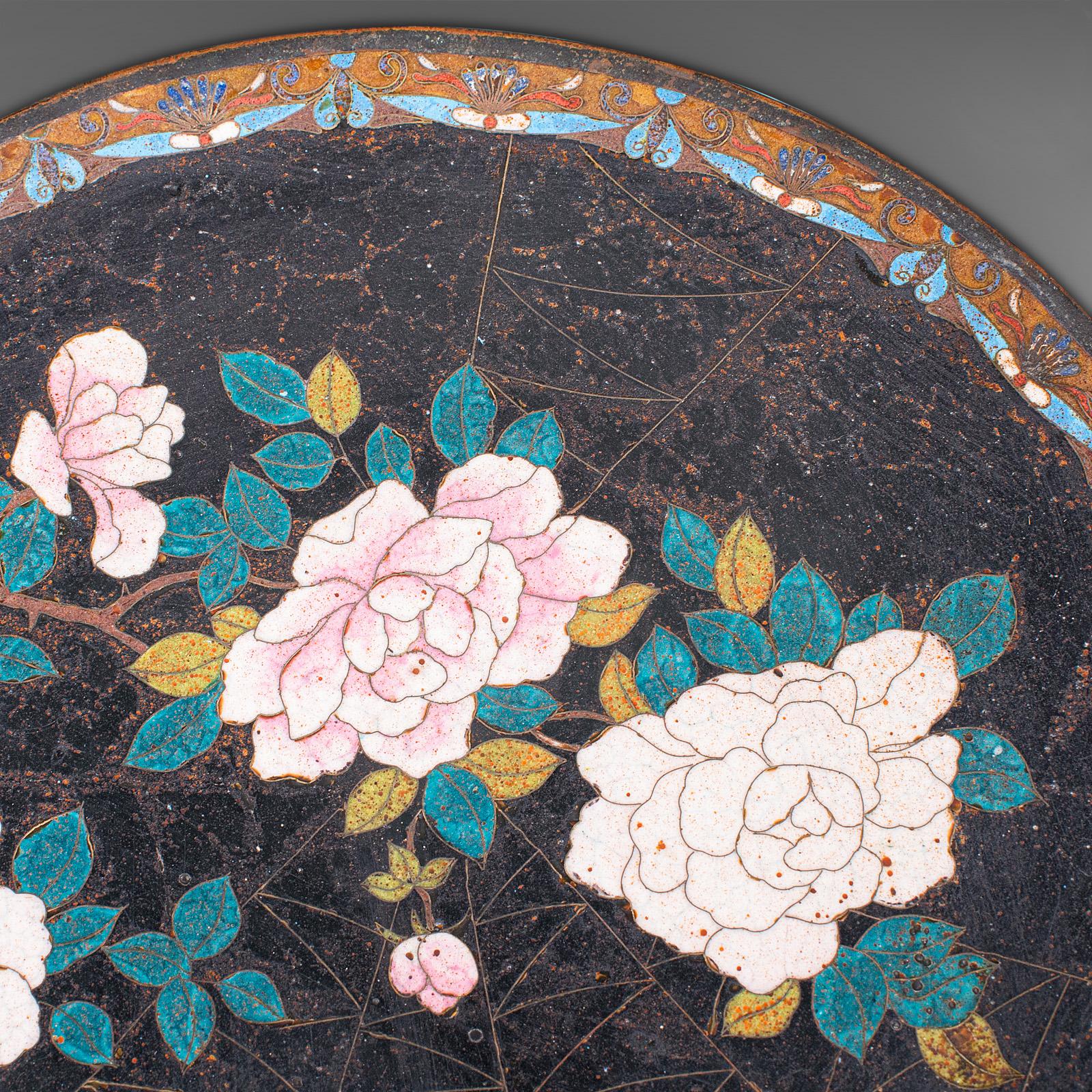 Antique Decorative Plate, Japanese, Cloisonne, Fruit, Serving Dish, Victorian For Sale 3