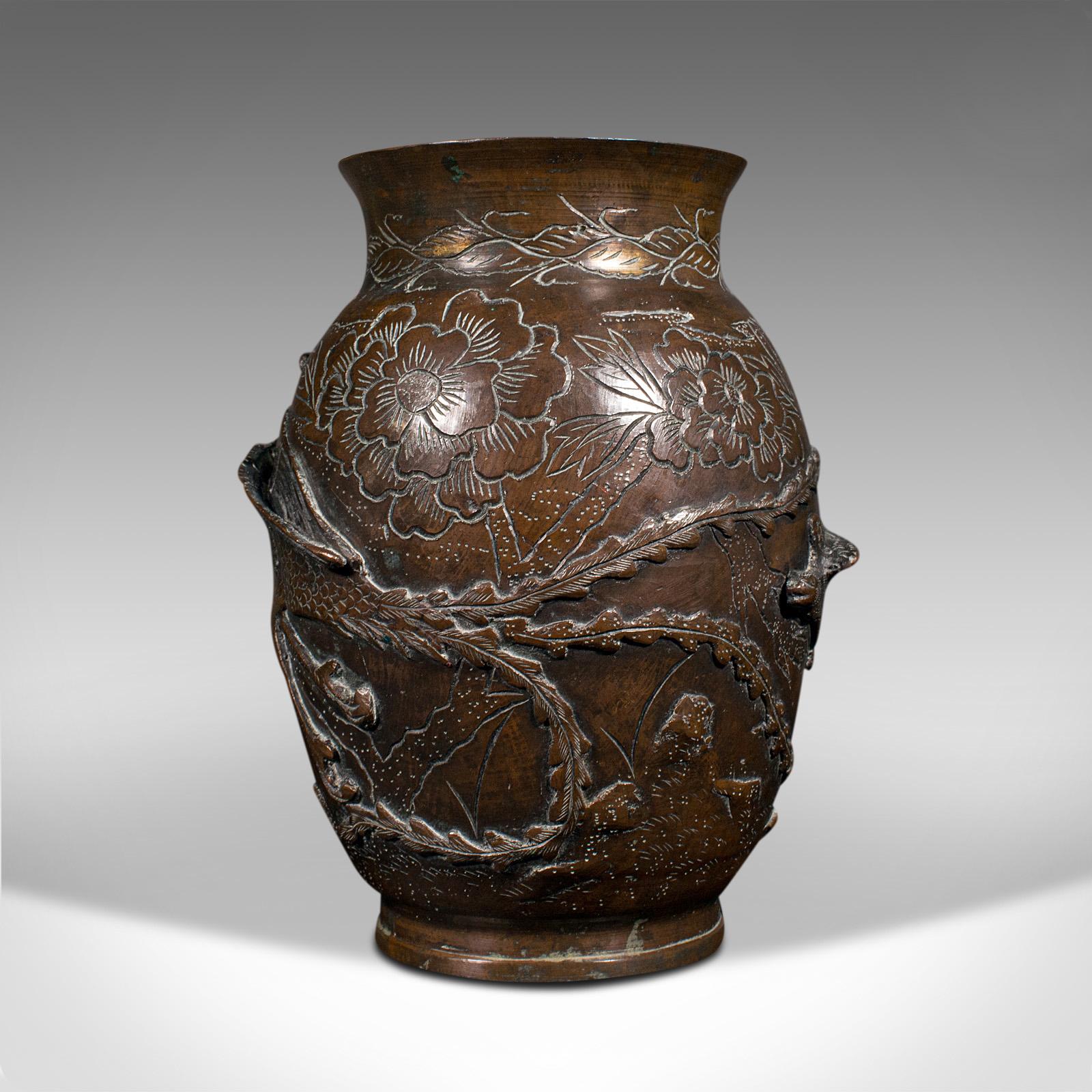 Antique Decorative Posy Vase, Japanese, Bronze, Meiji Period, Urn, Victorian For Sale 1