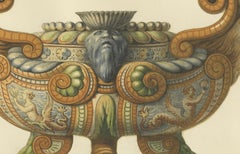 Antique Lithograph of Italian Faience Salière – Nationalmuseum Stockholm, 1869
