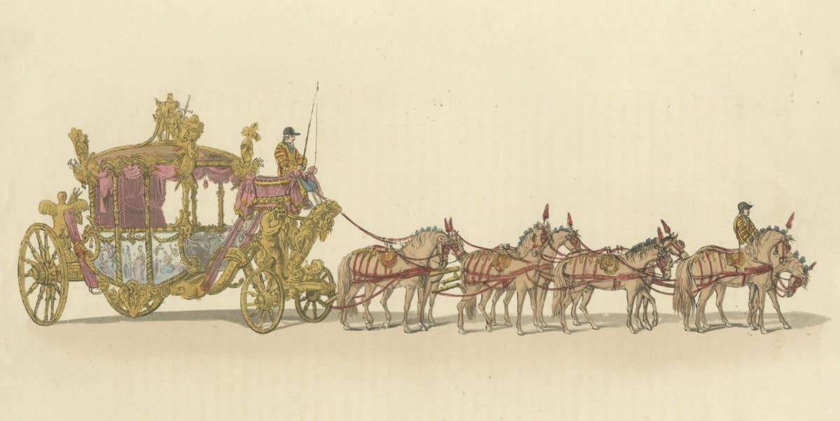Antique Decorative Print of the State Carriage of George III, 1805