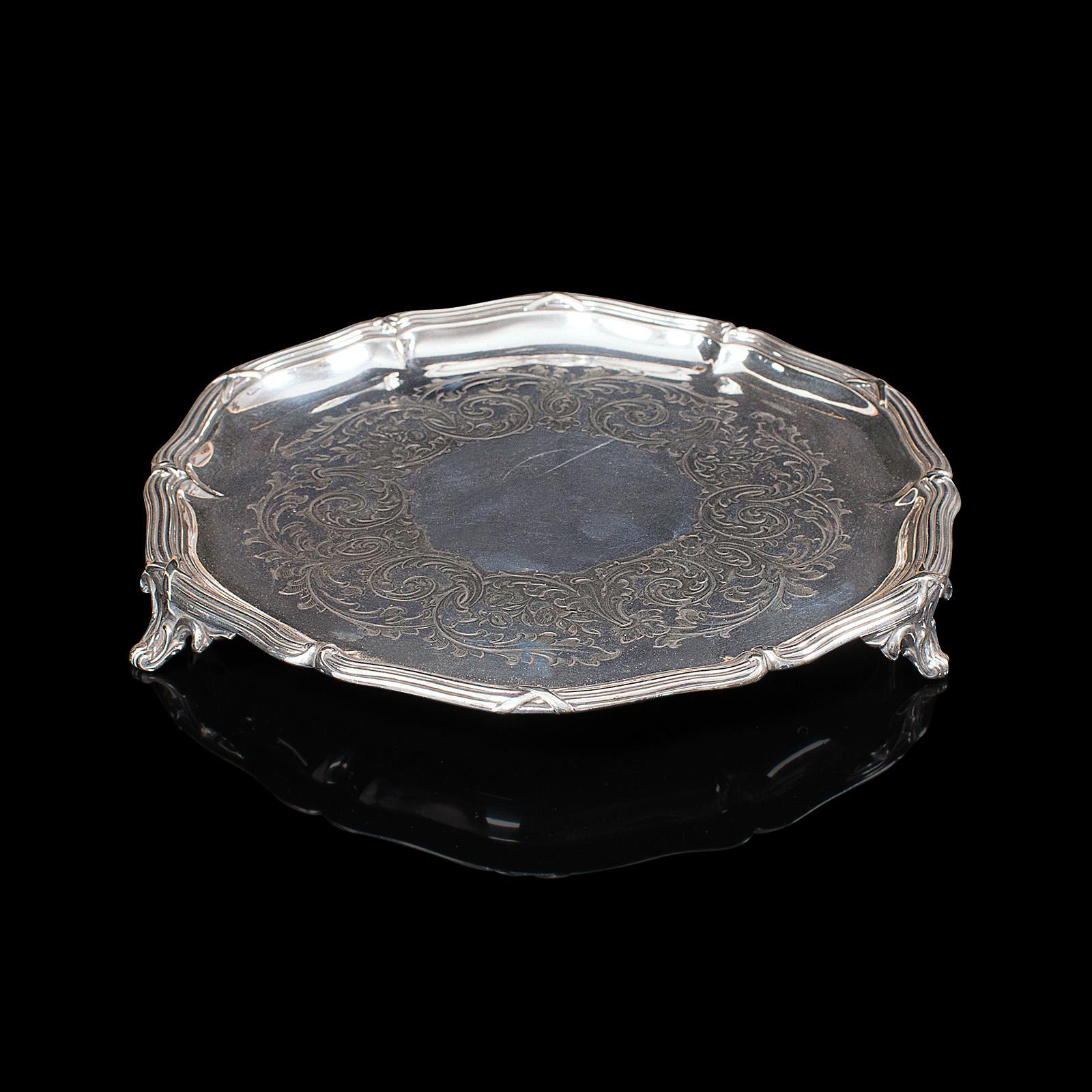 This is an antique decorative saucer. An English, silver plated dish by Thomas Bradbury & Sons, dating to the Victorian period, circa 1890.

Charming late 19th century decorative plate
Displays a desirable aged patina - some historical