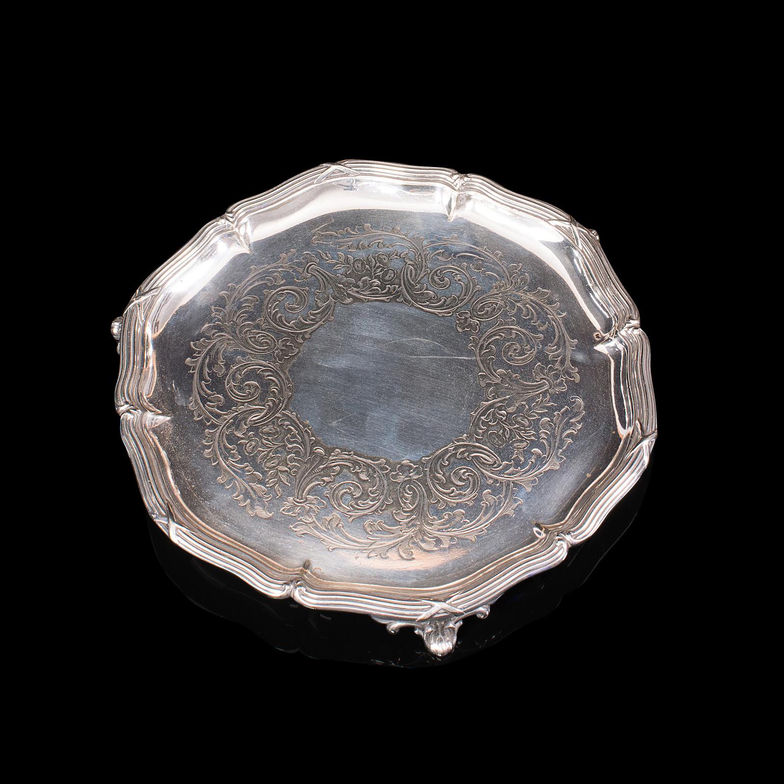 Antique Decorative Saucer, Silver Plate, Dish, Thomas Bradbury, Victorian, 1890 In Good Condition For Sale In Hele, Devon, GB