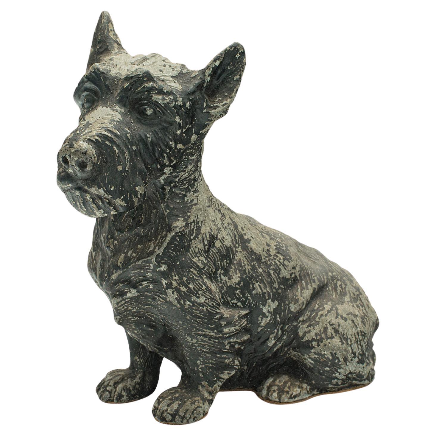 Antique Decorative Scottish Terrier Figure, British, Spelter, Dog, Edwardian For Sale