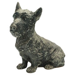 Ancienne figurine décorative écossaise de terrier, britannique, Spelter, chien, édouardienne