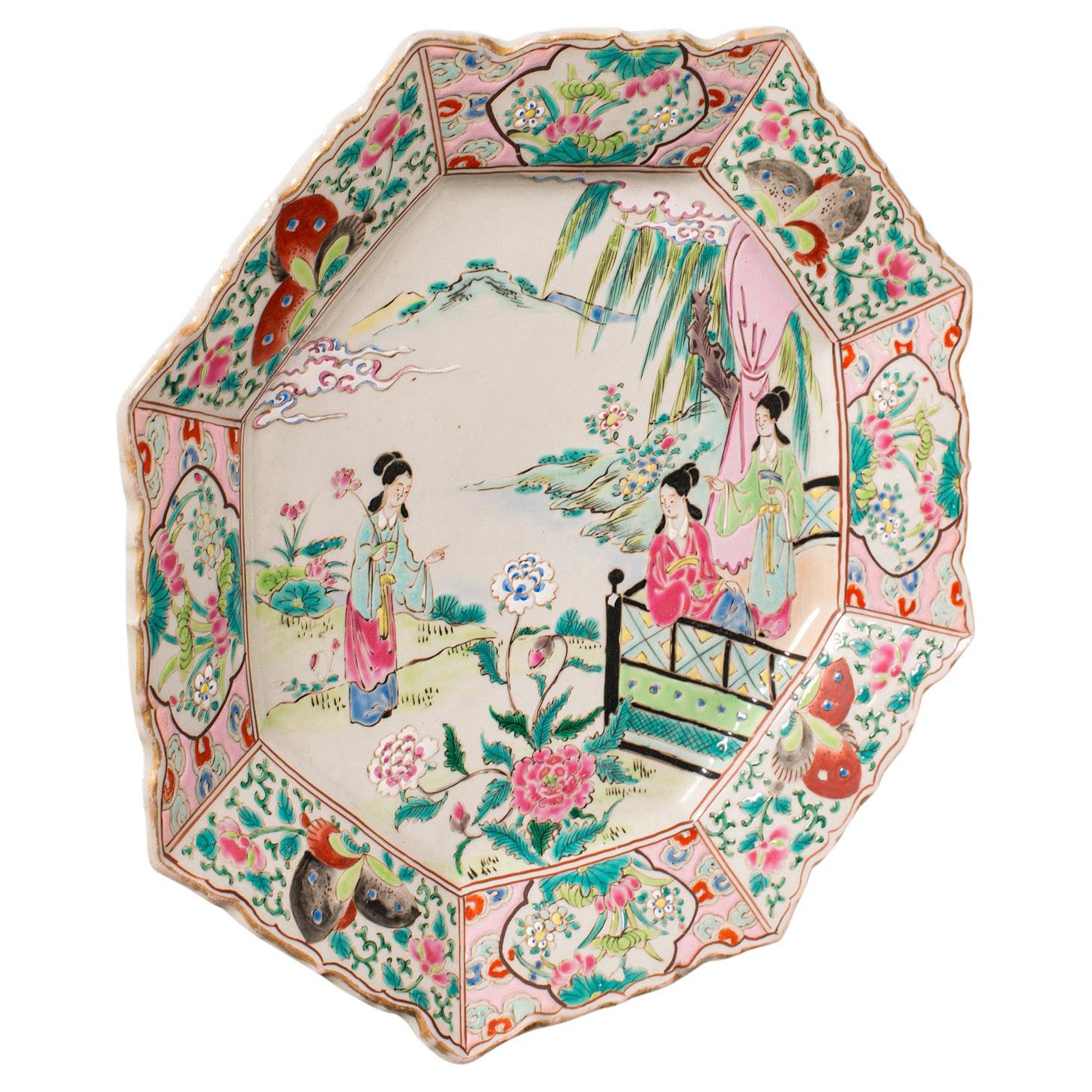 Assiette de service décorative ancienne, japonaise, céramique, chargeur, Meiji, victorienne
