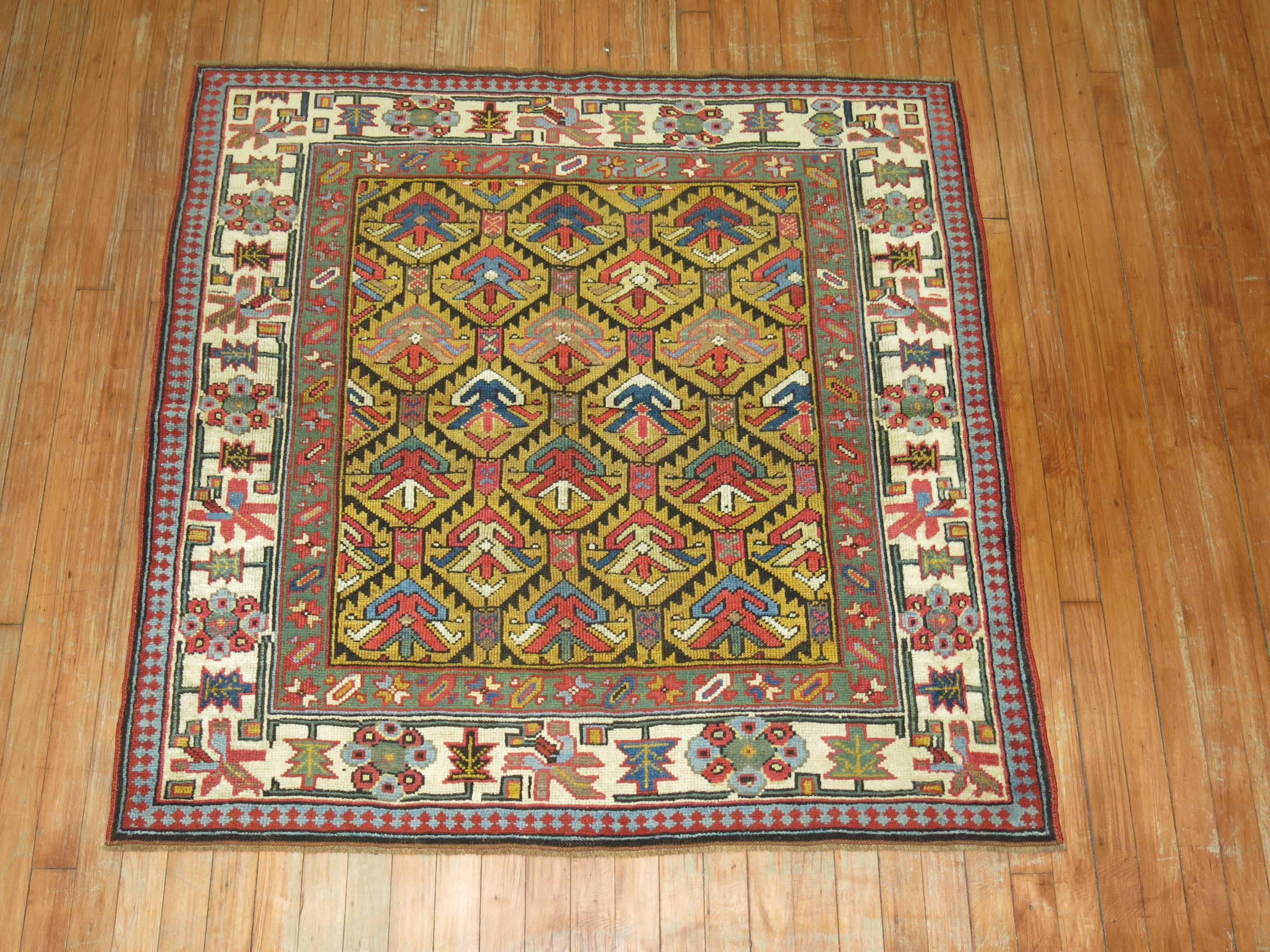 Kazak Antique Decorative Shirvan Square Rug