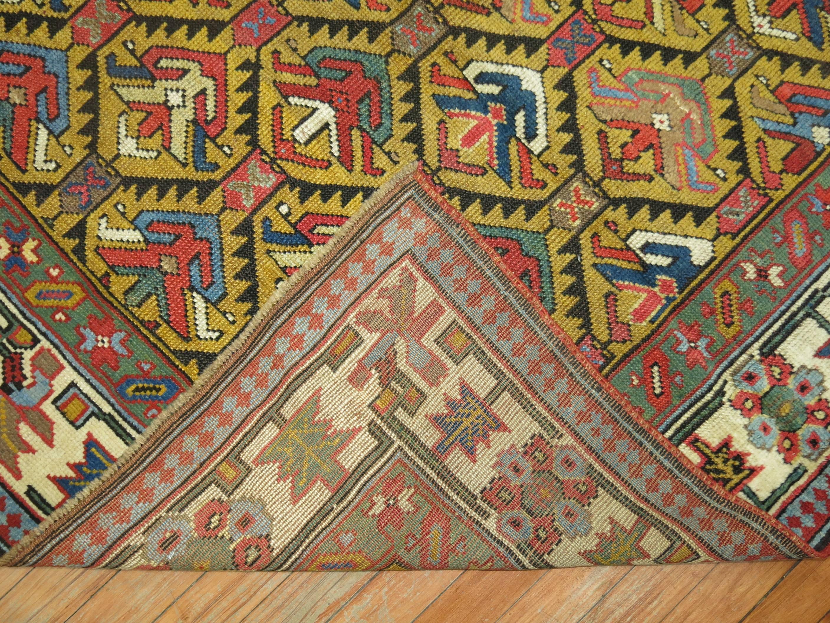 Hand-Knotted Antique Decorative Shirvan Square Rug