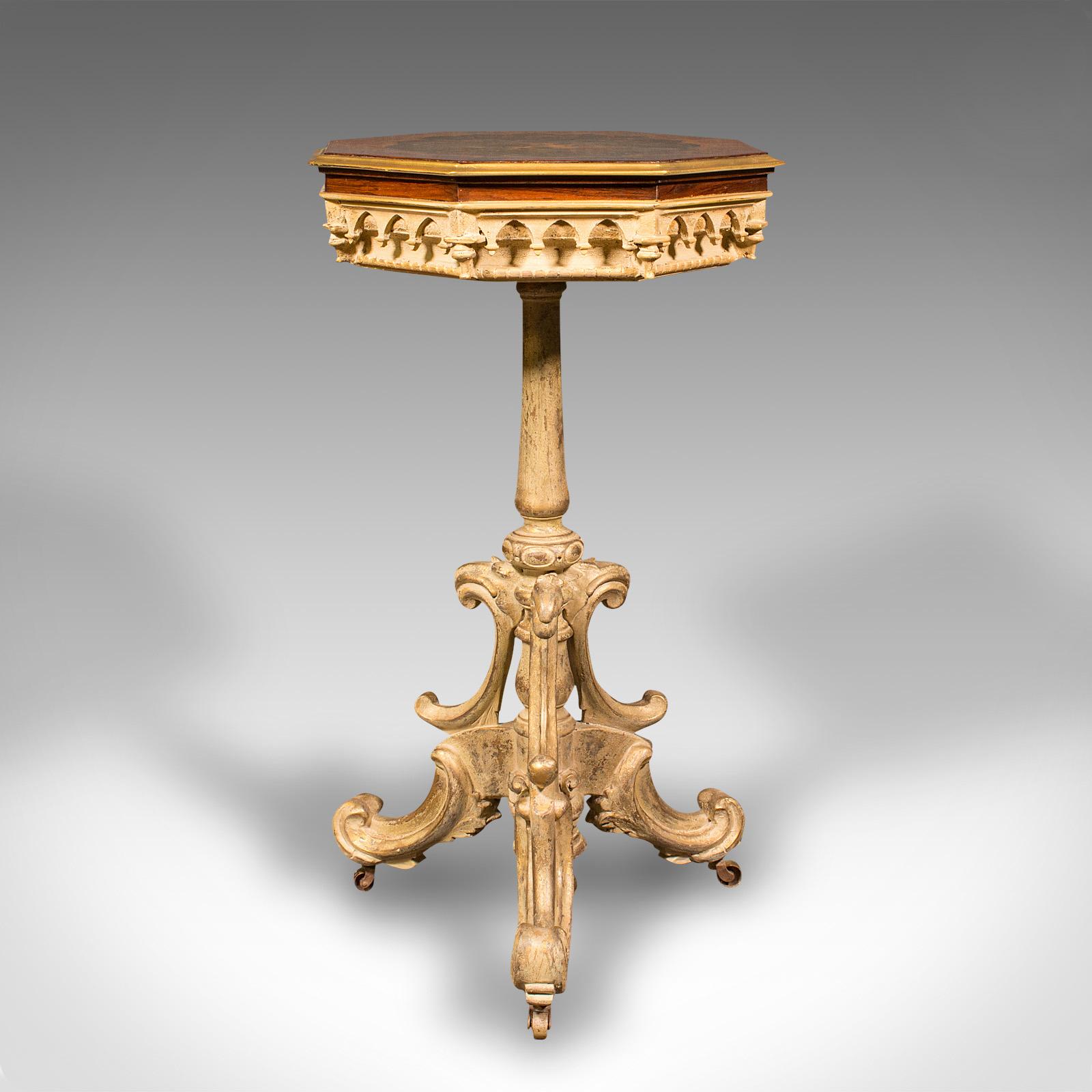 Unknown Antique Decorative Side Table, Continental, Lamp, Regency Revival, Victorian For Sale