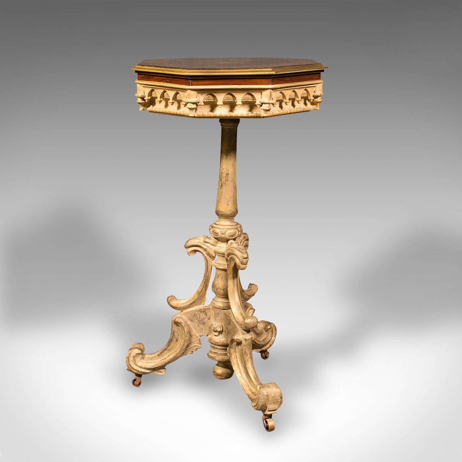 19th Century Antique Decorative Side Table, Continental, Lamp, Regency Revival, Victorian For Sale