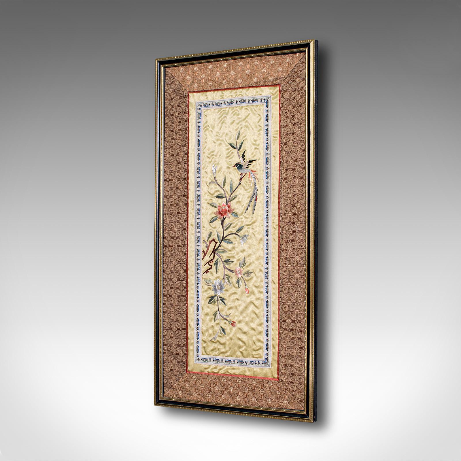 Antique Decorative Silk Panel, Chinese, Framed Needlepoint Tapestry, Circa 1900 In Good Condition In Hele, Devon, GB