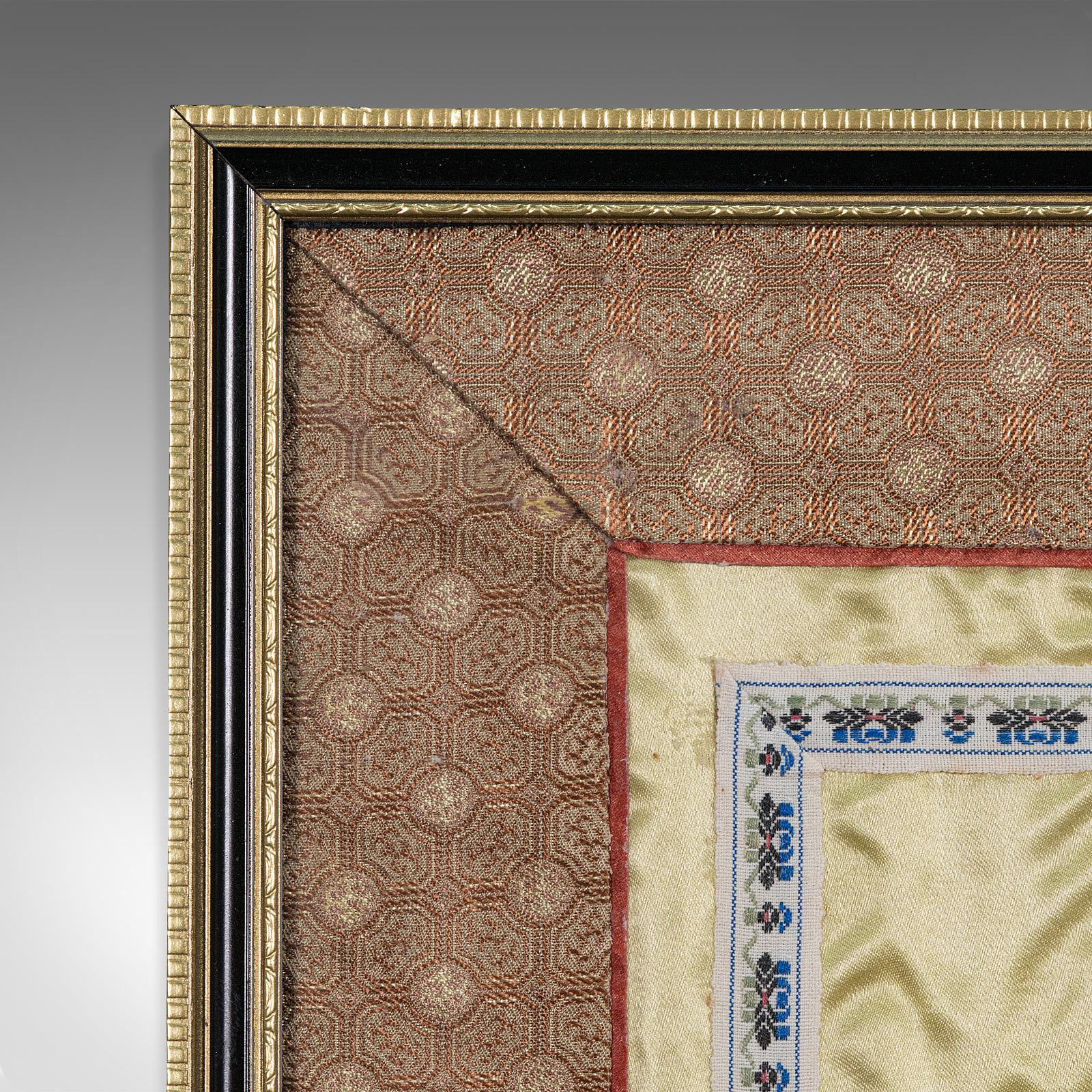 Antique Decorative Silk Panel, Chinese, Framed Needlepoint Tapestry, Circa 1900 3