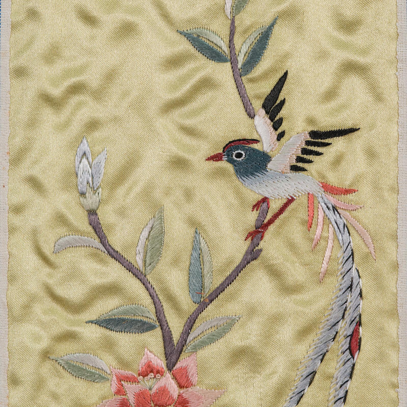 Antique Decorative Silk Panel, Chinese, Framed Needlepoint Tapestry, Circa 1900 4