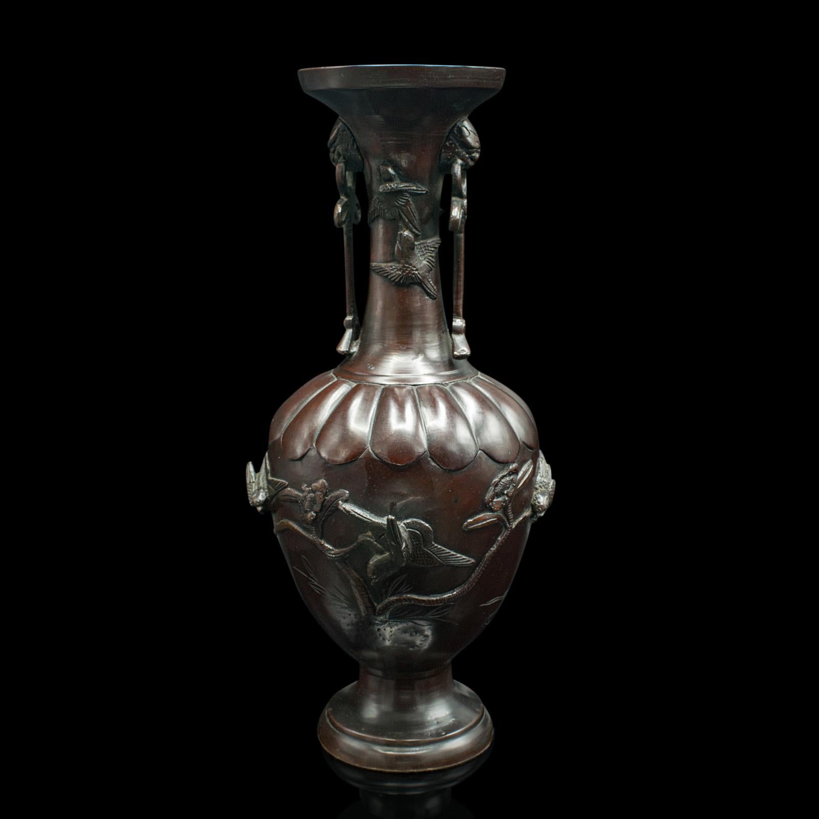 Antique Decorative Stem Vase, Japanese, Bronze, Meiji Urn, Victorian, Circa 1880 In Good Condition For Sale In Hele, Devon, GB