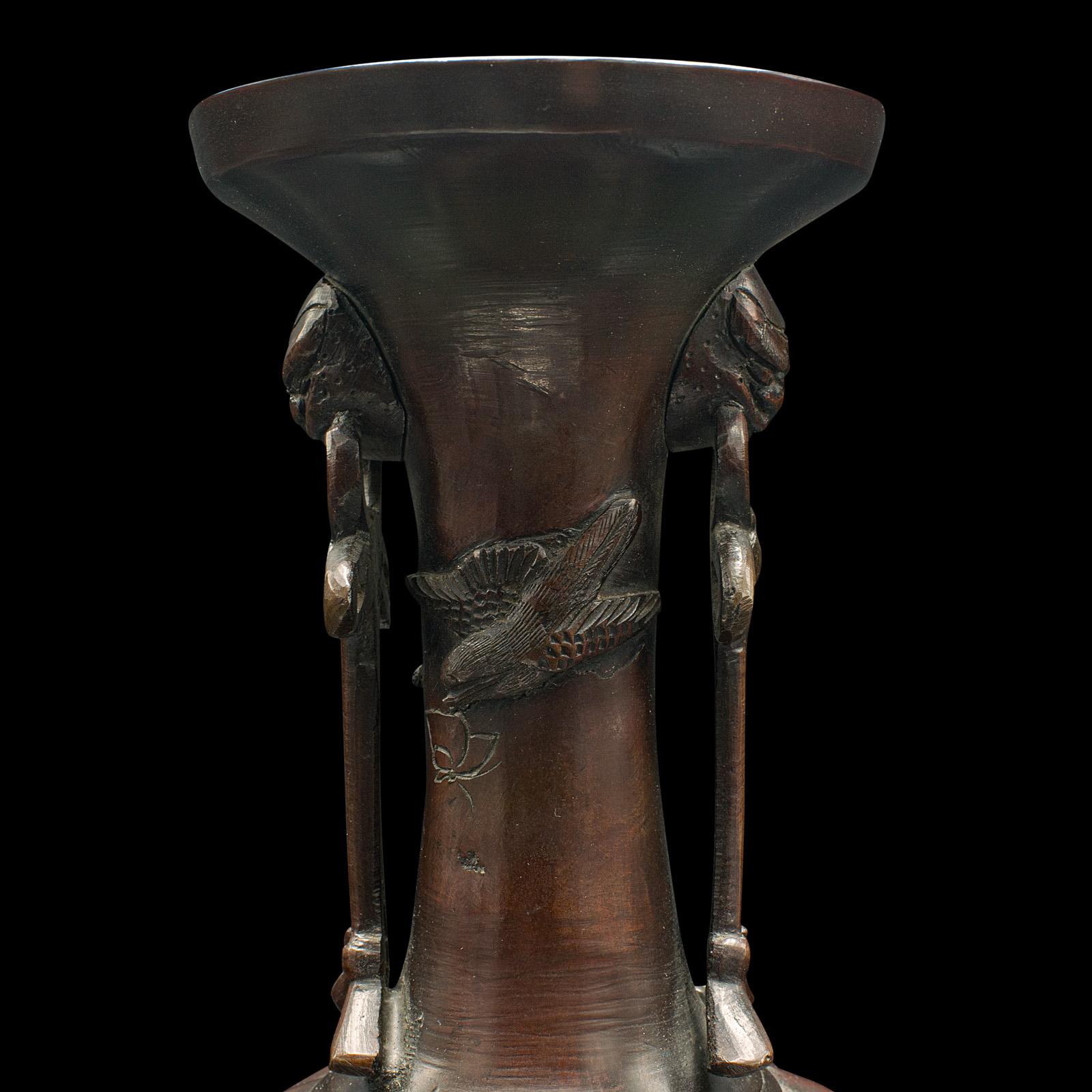 Antique Decorative Stem Vase, Japanese, Bronze, Meiji Urn, Victorian, Circa 1880 For Sale 3