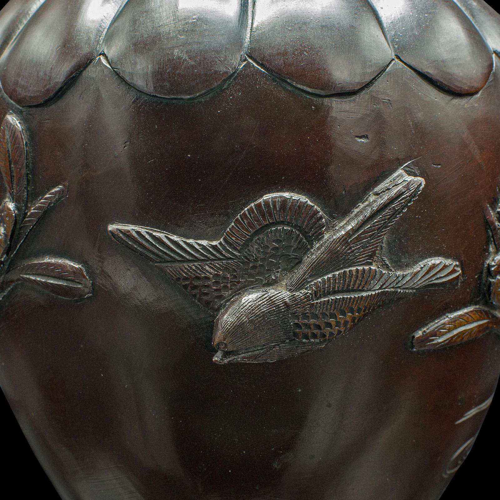 Antique Decorative Stem Vase, Japanese, Bronze, Meiji Urn, Victorian, Circa 1880 For Sale 4