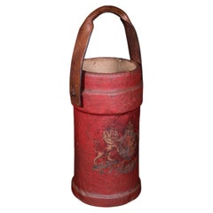Antique Decorative Stick Stand, English, Leather, Basket, Storage Bin, C.1920
