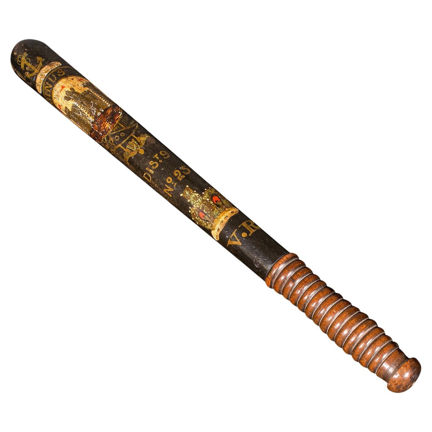 Antique Decorative Truncheon, Scottish, Beech, Edinburgh Police Baton, Victorian