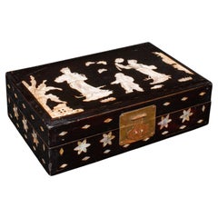 Antique Decorative Vanity Case, Japanese, Lacquer, Lidded Box, Victorian, C.1900