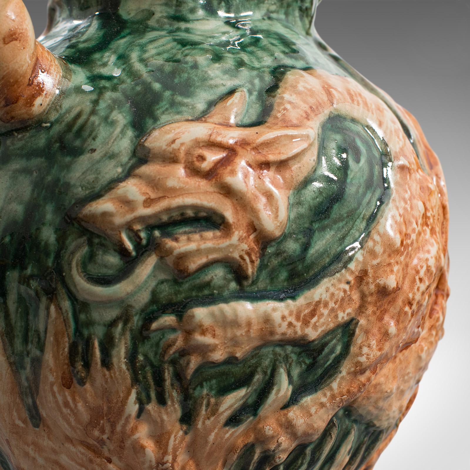 Vaso decorativo antico, continentale, ceramica, urna a balaustro, drago, vittoriano in vendita 4