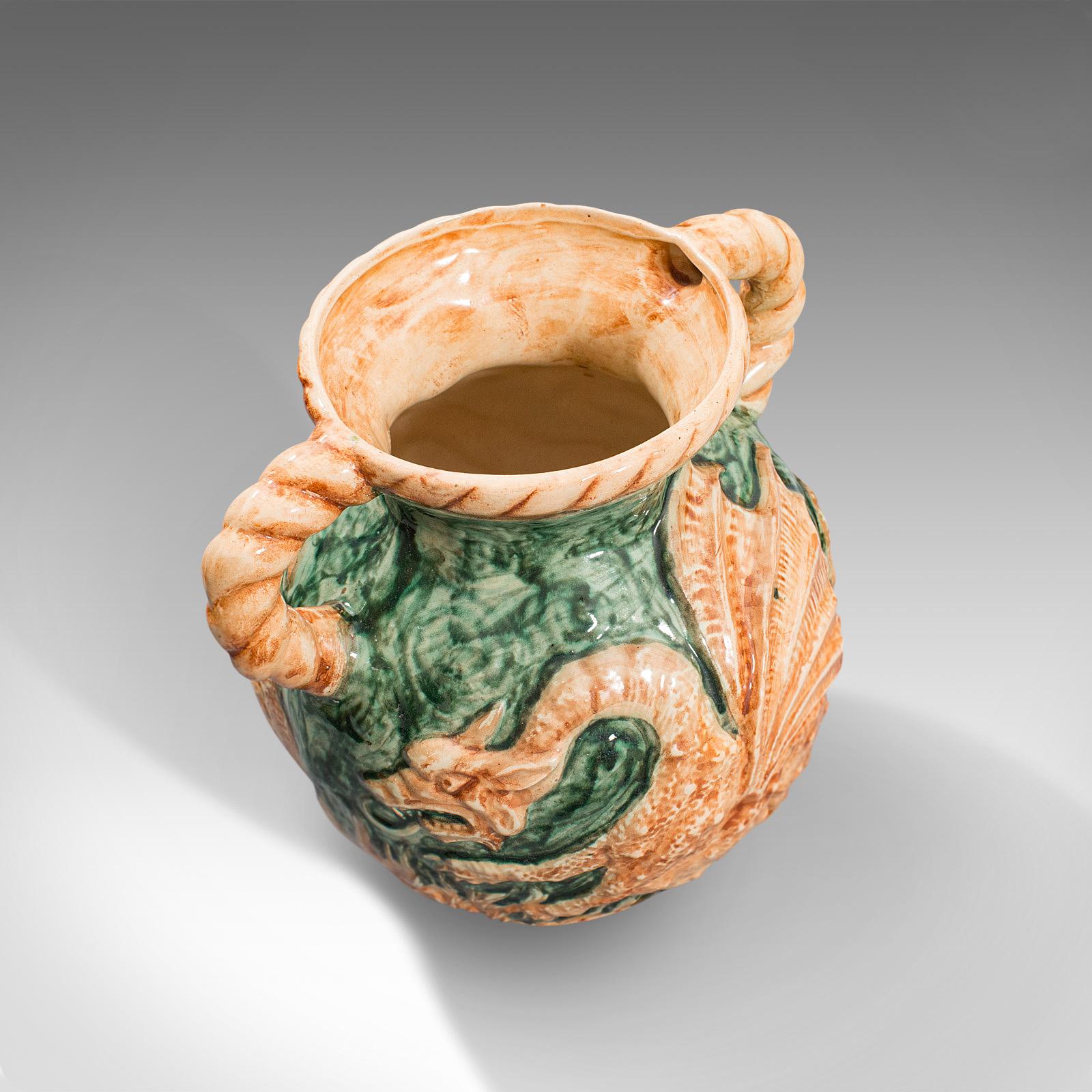 Antique Decorative Vase, Continental, Ceramic, Baluster Urn, Dragon, Victorian For Sale 2