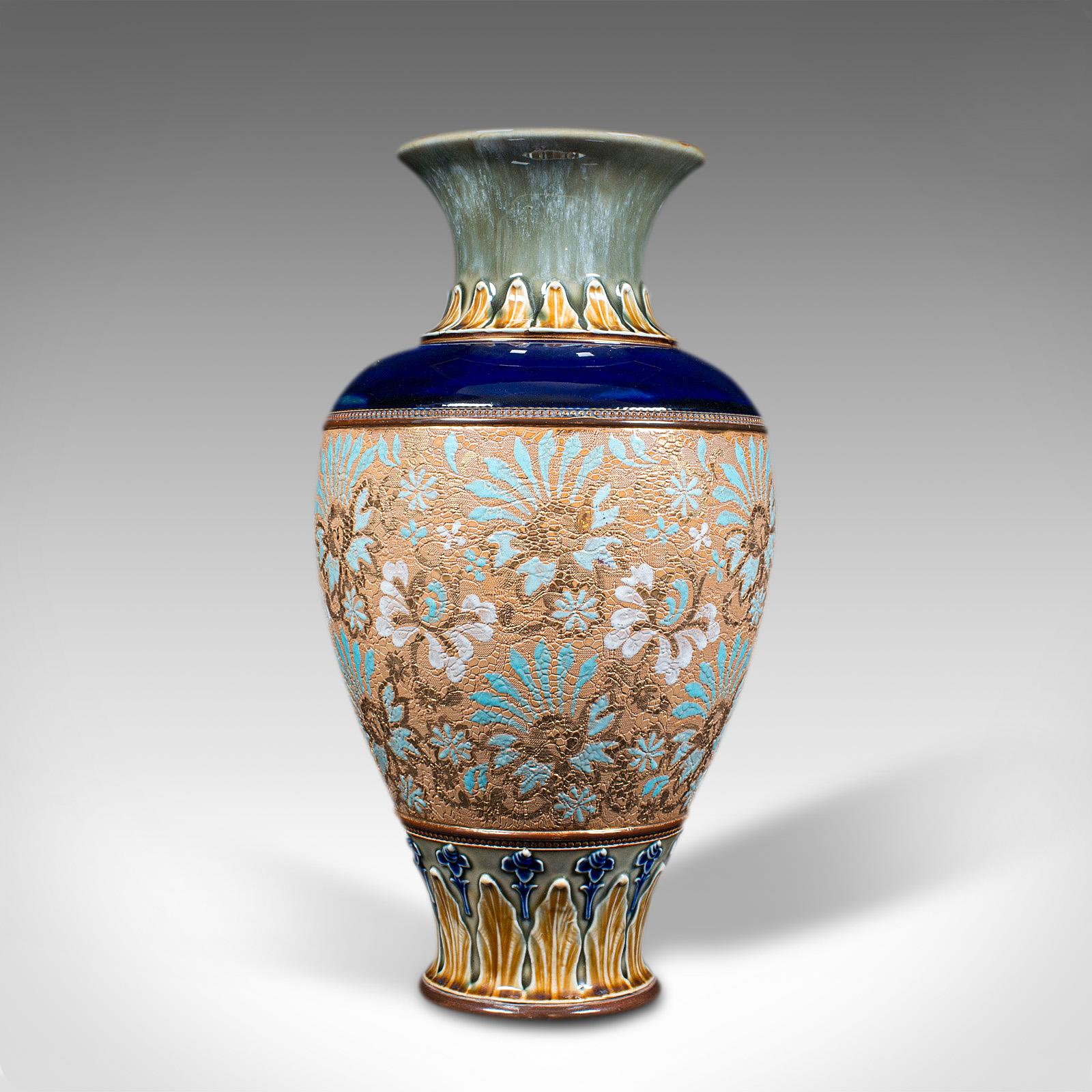 British Antique Decorative Vase, English, Ceramic, Display, Art Nouveau, Edwardian, 1910