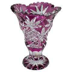 Vase décoratif anglais ancien, verre taillé, pot à fleurs, fin victorien, vers 1880