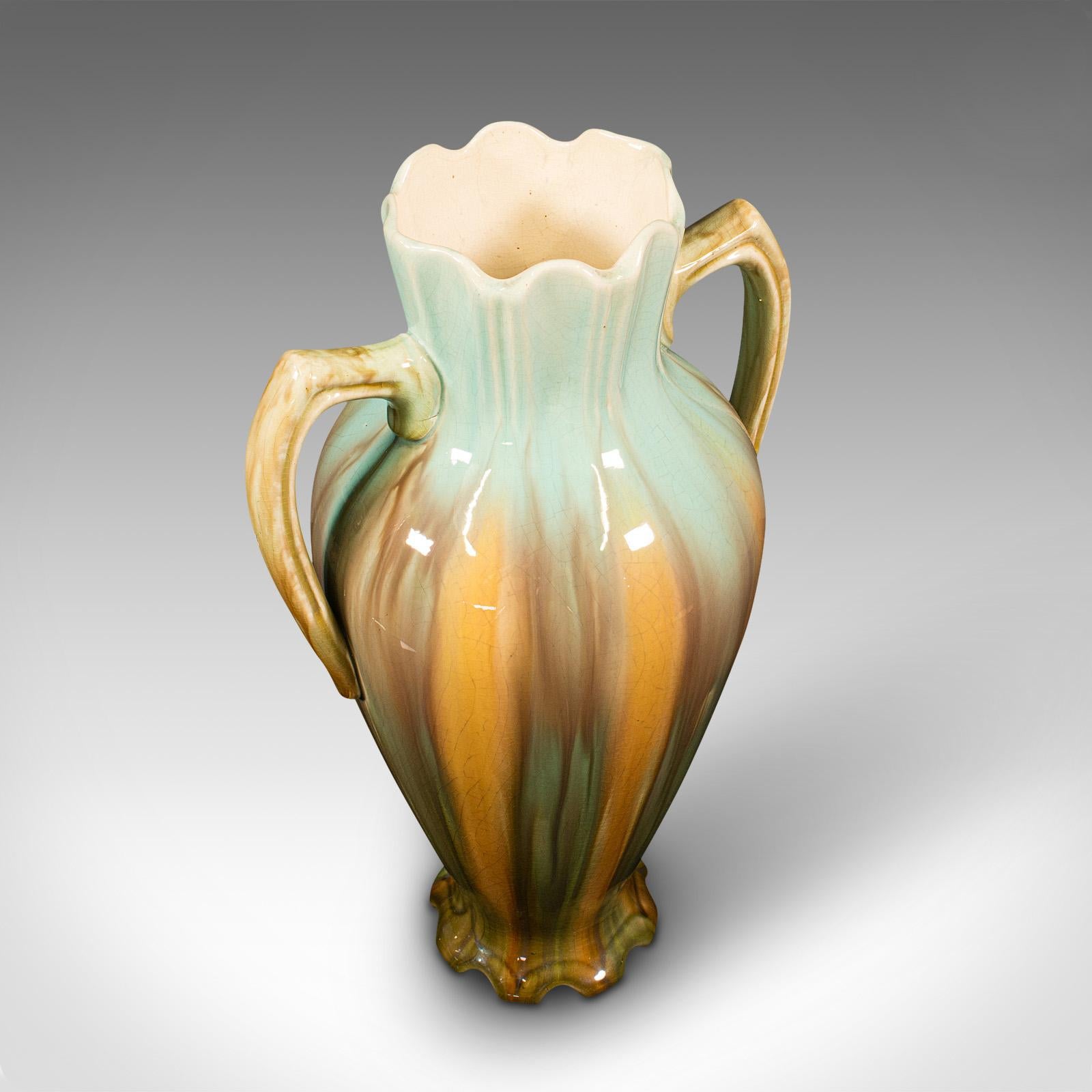 Antique Decorative Vase, French, Ceramic, Flower Urn, Art Nouveau, Victorian For Sale 3
