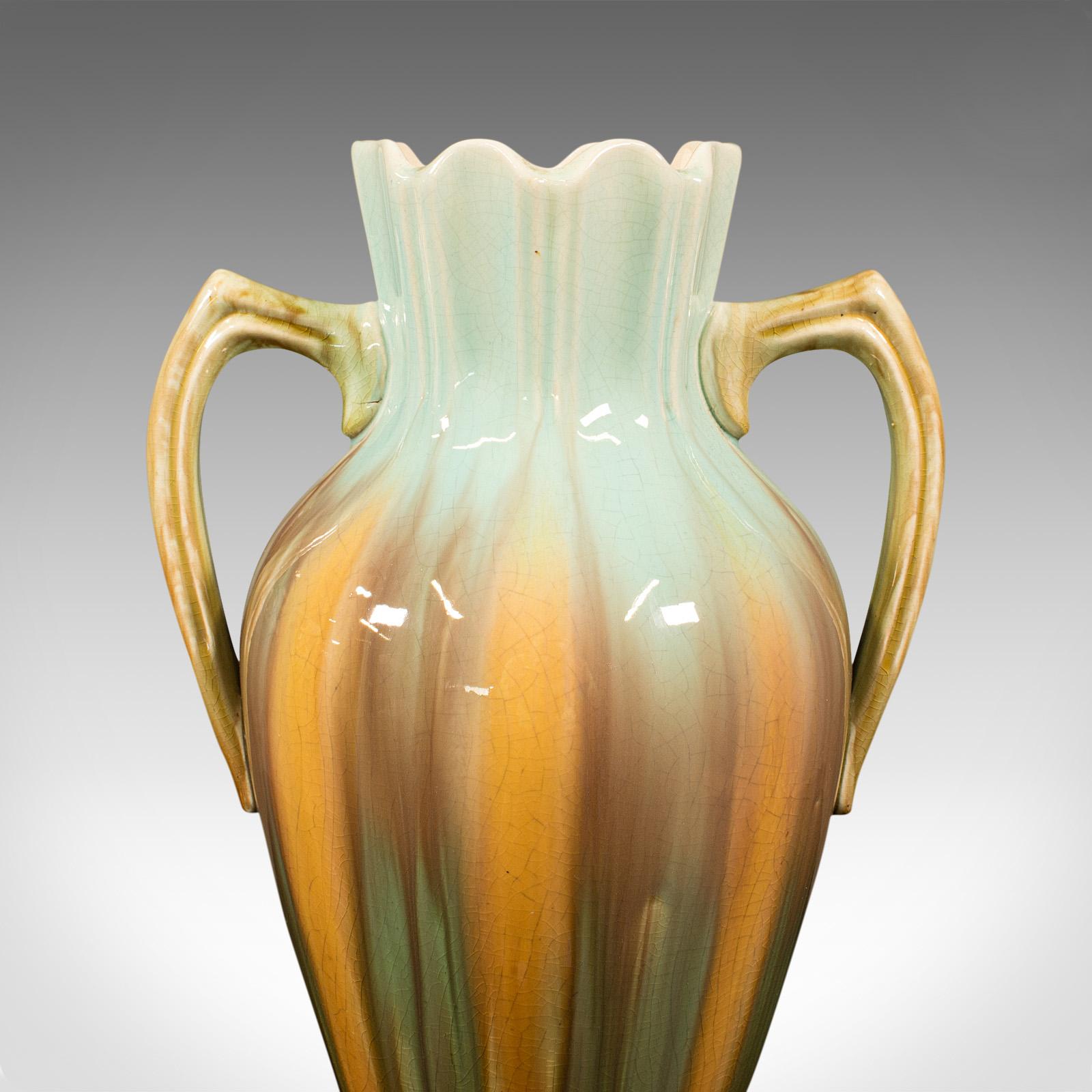 Antique Decorative Vase, French, Ceramic, Flower Urn, Art Nouveau, Victorian For Sale 4