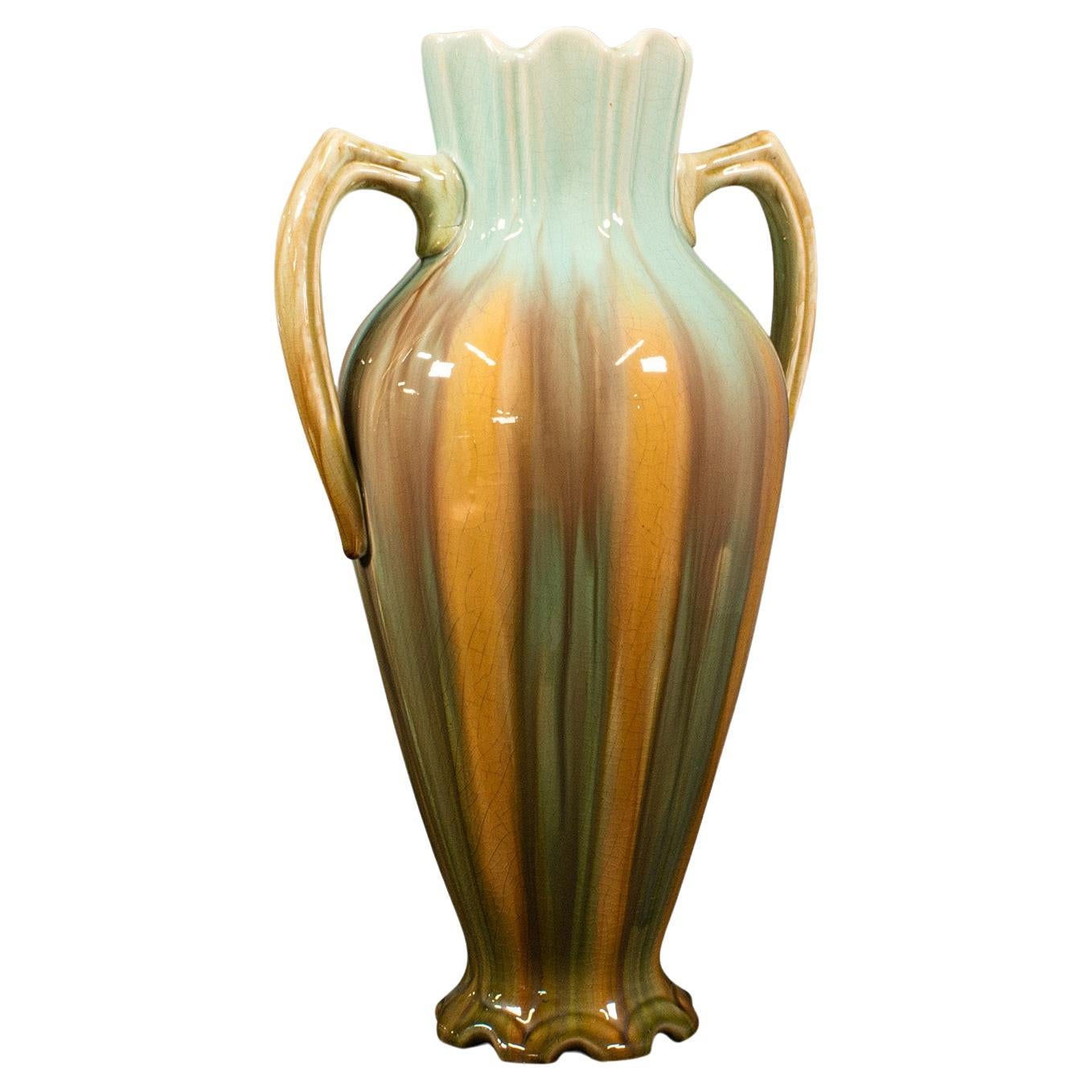 Vase décoratif ancien français, céramique, urne à fleurs, Art nouveau, victorien