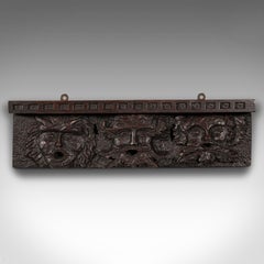 Staffa decorativa da parete antica, inglese, quercia intagliata, fregio, gotico, vittoriano