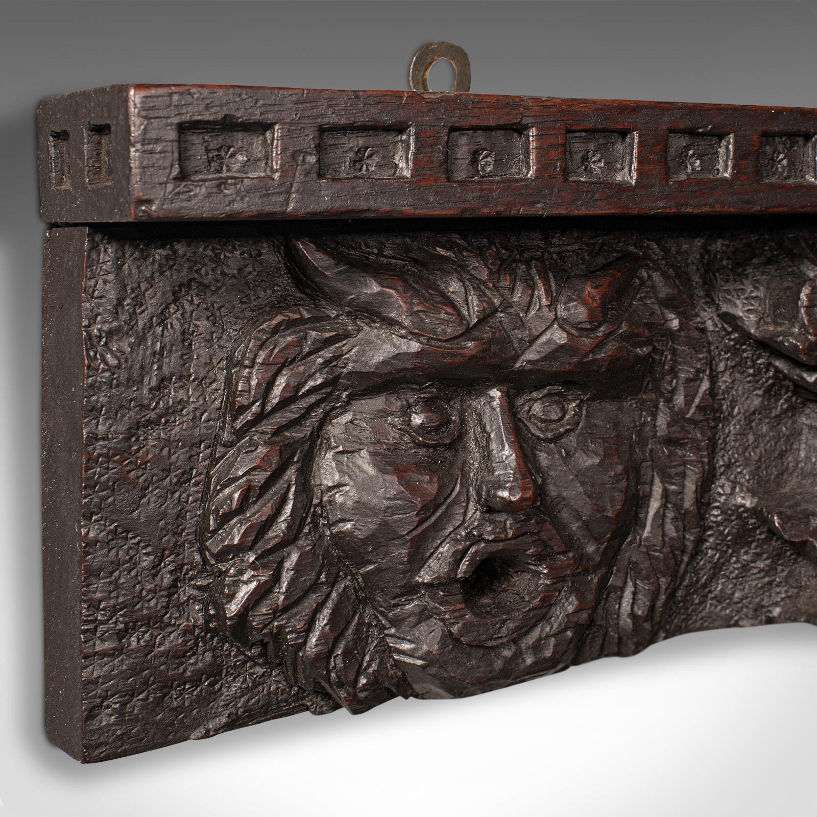British Antique Decorative Wall Bracket, English, Carved Oak, Frieze, Gothic, Victorian For Sale