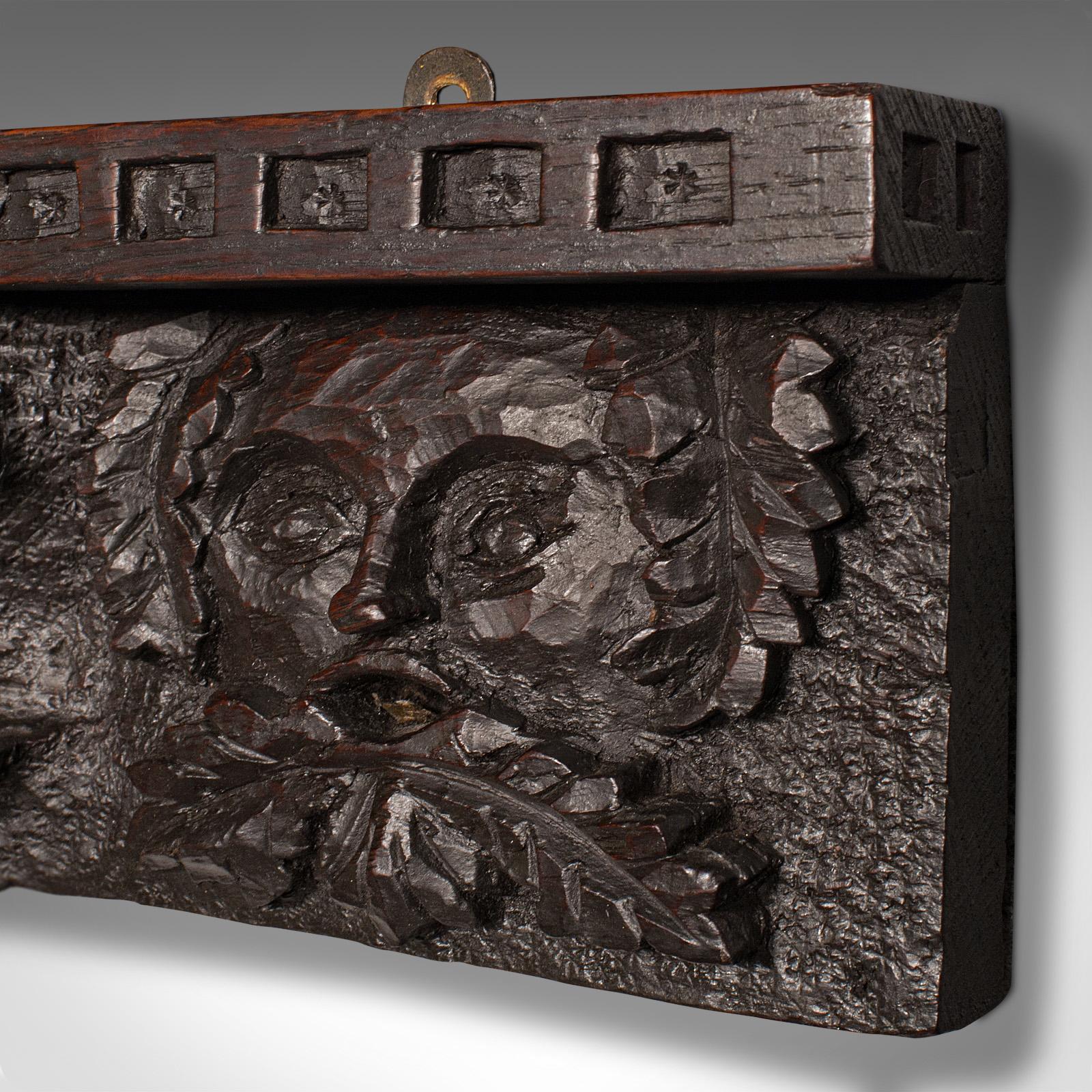 19th Century Antique Decorative Wall Bracket, English, Carved Oak, Frieze, Gothic, Victorian For Sale