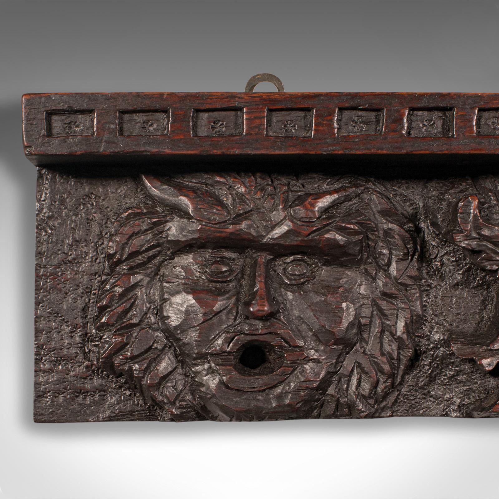 Antique Decorative Wall Bracket, English, Carved Oak, Frieze, Gothic, Victorian For Sale 2