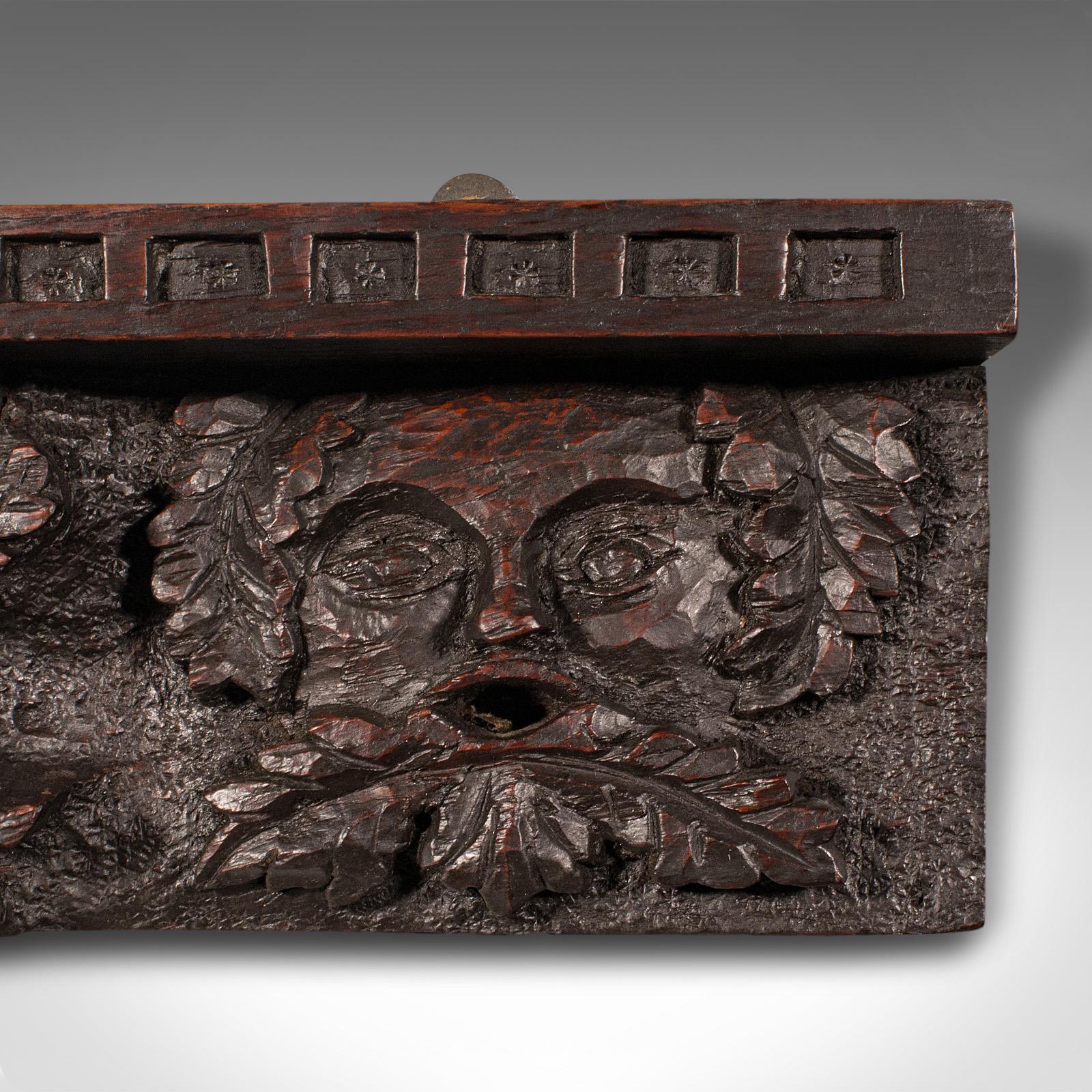Antique Decorative Wall Bracket, English, Carved Oak, Frieze, Gothic, Victorian For Sale 3