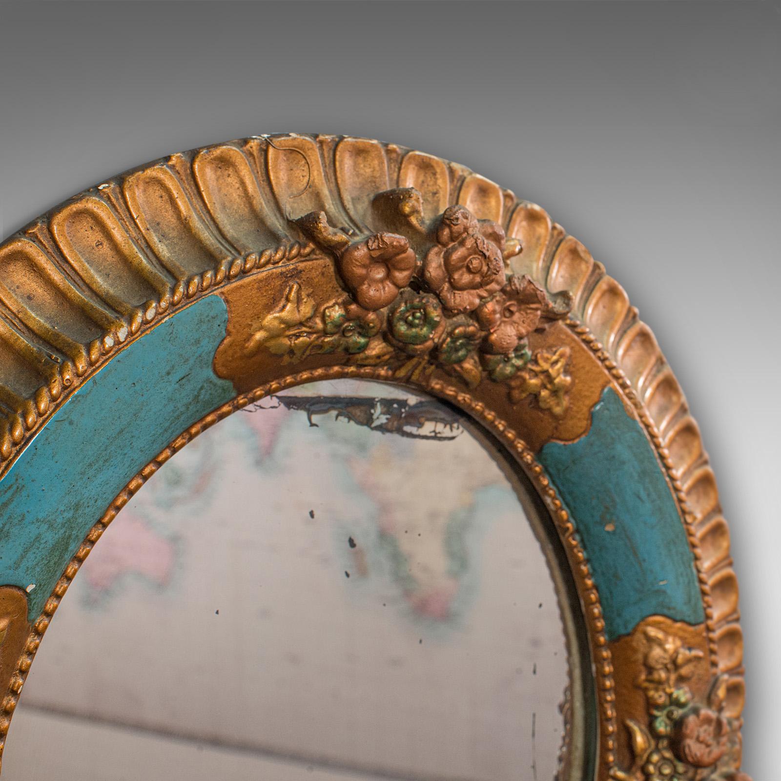 Plaster Antique Decorative Wall Mirror, German, Oval, Black Forest, Victorian circa 1900 For Sale