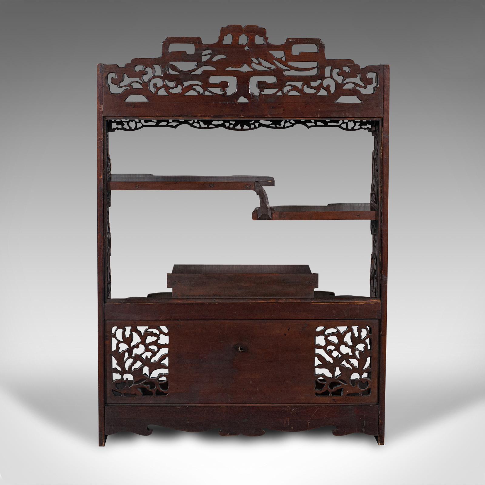 Antique Decorative Whatnot, Chinese, Hanging Wall Shelf, Victorian, Circa 1900 4