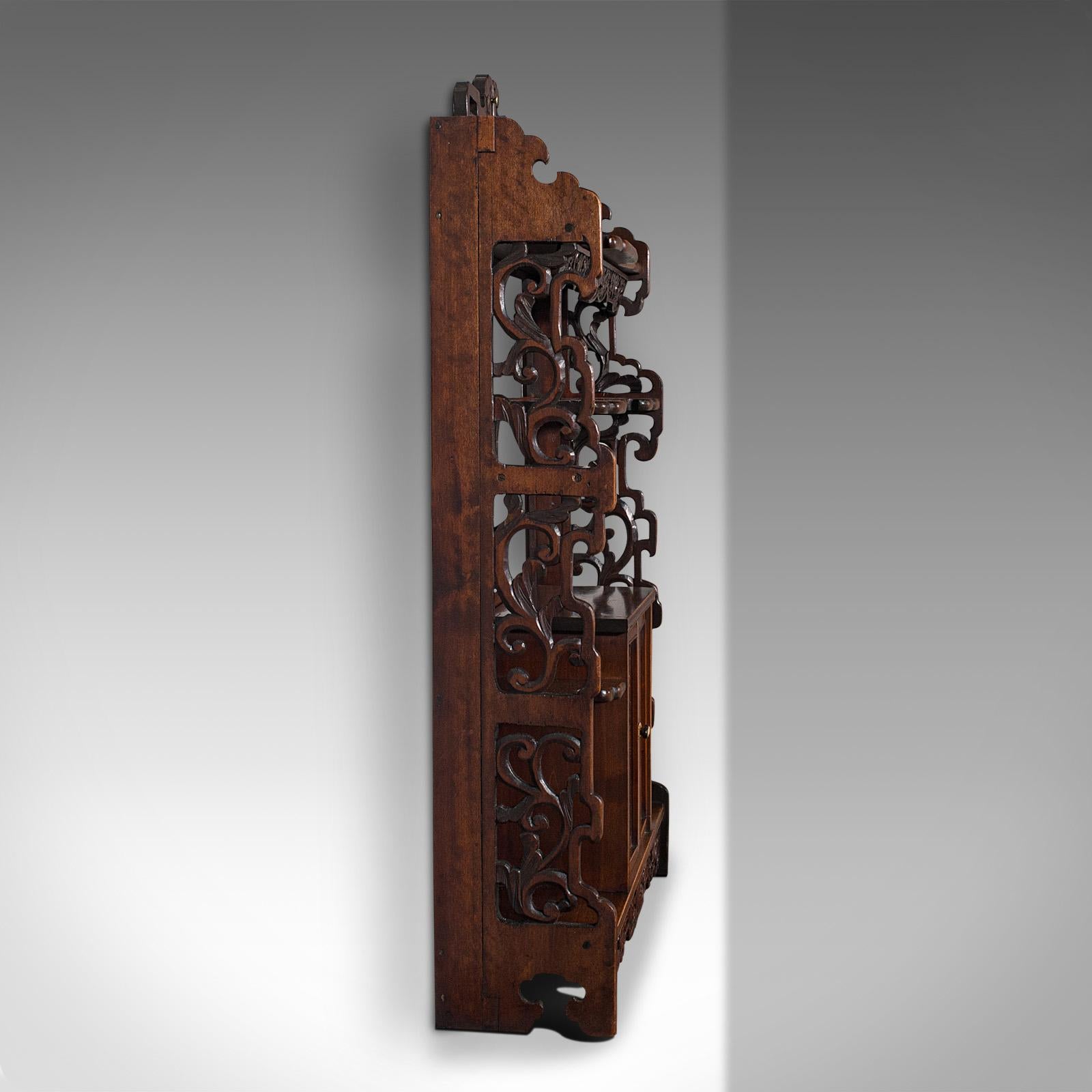 Antique Decorative Whatnot, Chinese, Hanging Wall Shelf, Victorian, Circa 1900 In Good Condition In Hele, Devon, GB