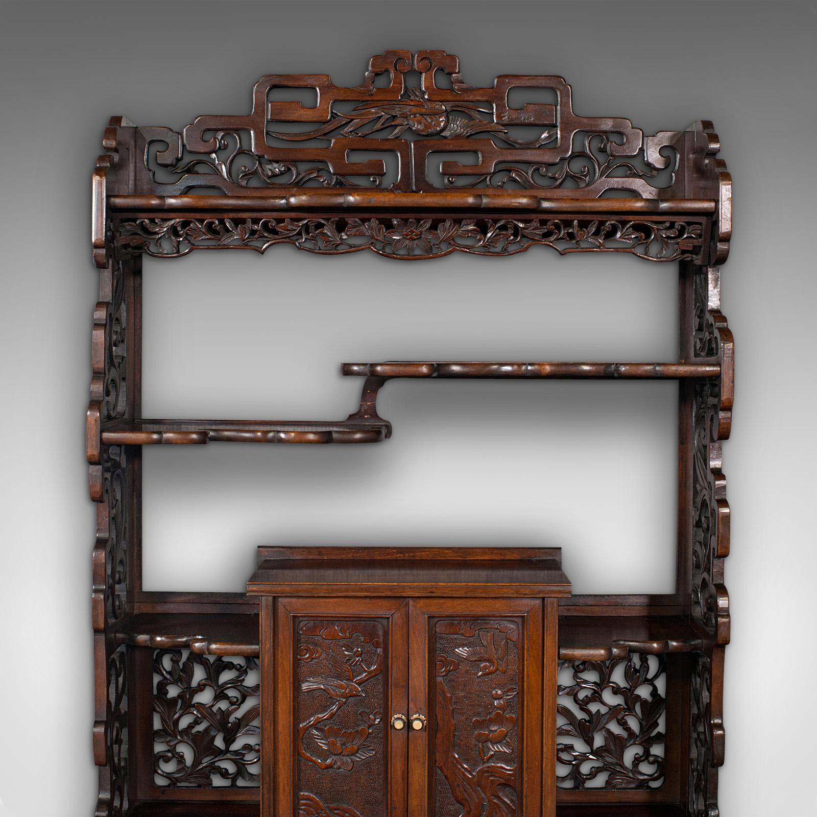 19th Century Antique Decorative Whatnot, Chinese, Hanging Wall Shelf, Victorian, Circa 1900