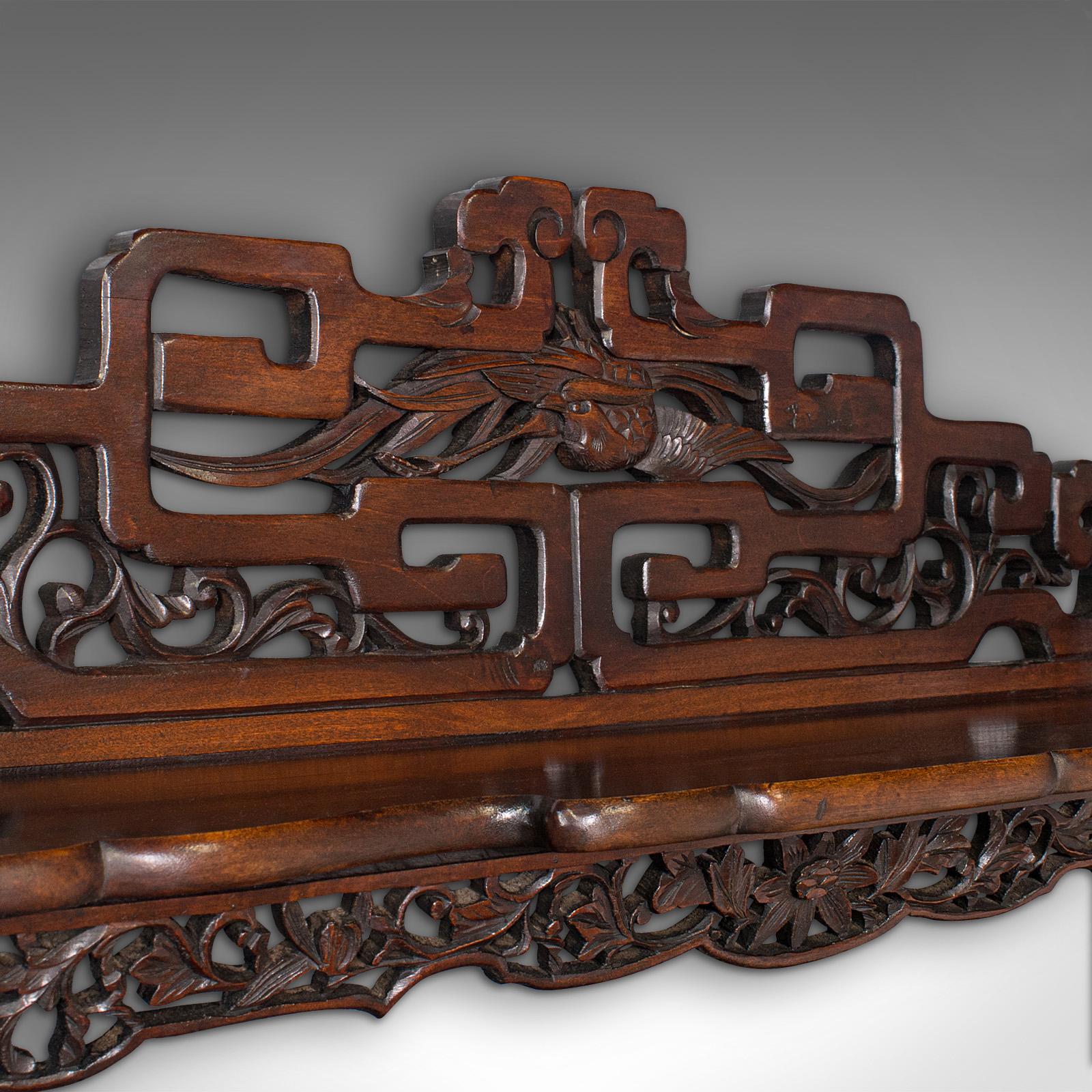 Wood Antique Decorative Whatnot, Chinese, Hanging Wall Shelf, Victorian, Circa 1900