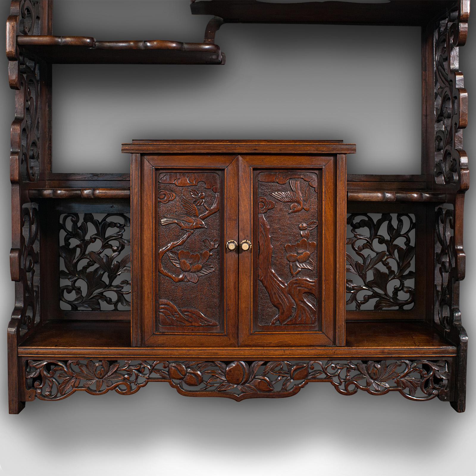 Antique Decorative Whatnot, Chinese, Hanging Wall Shelf, Victorian, Circa 1900 2