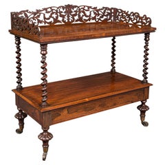 Antique Decorative Whatnot, English, Two Tier Canterbury Stand, Regency, C.1830