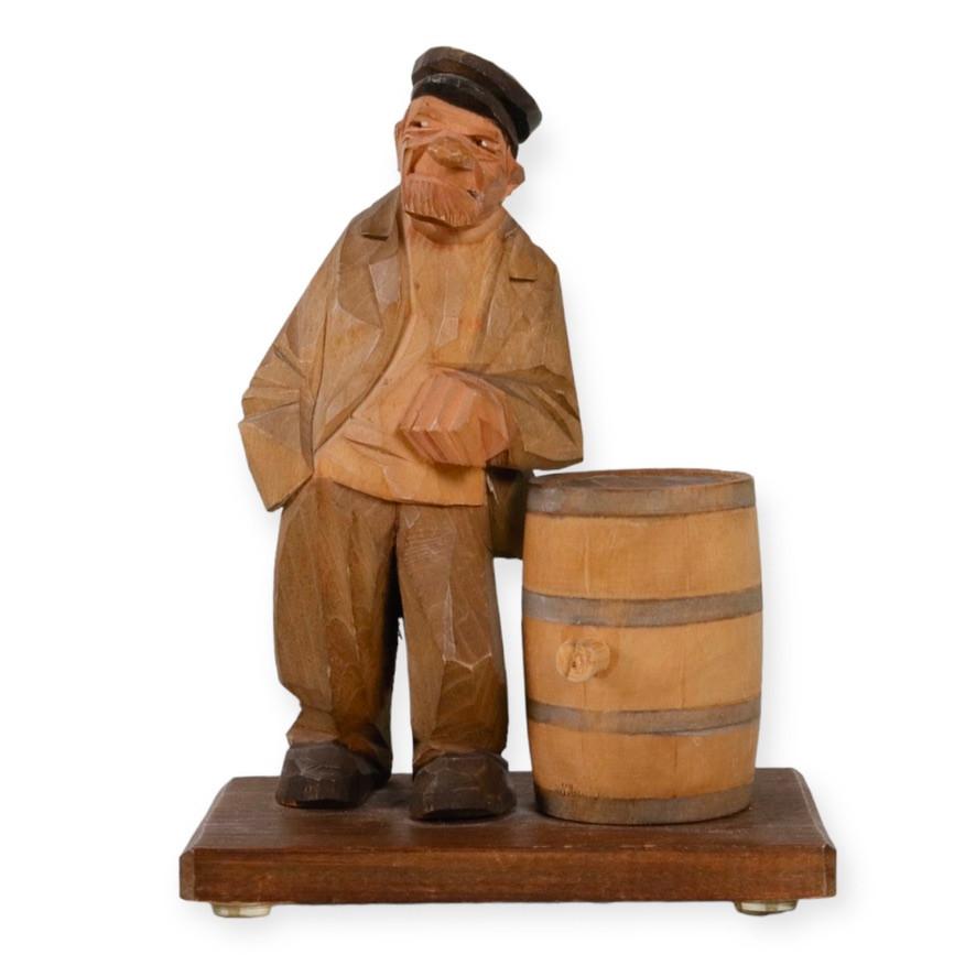 Talla Antigua Escultura Decorativa Figurilla de Madera de Anciano Carl Olof Trygg Tallado en venta